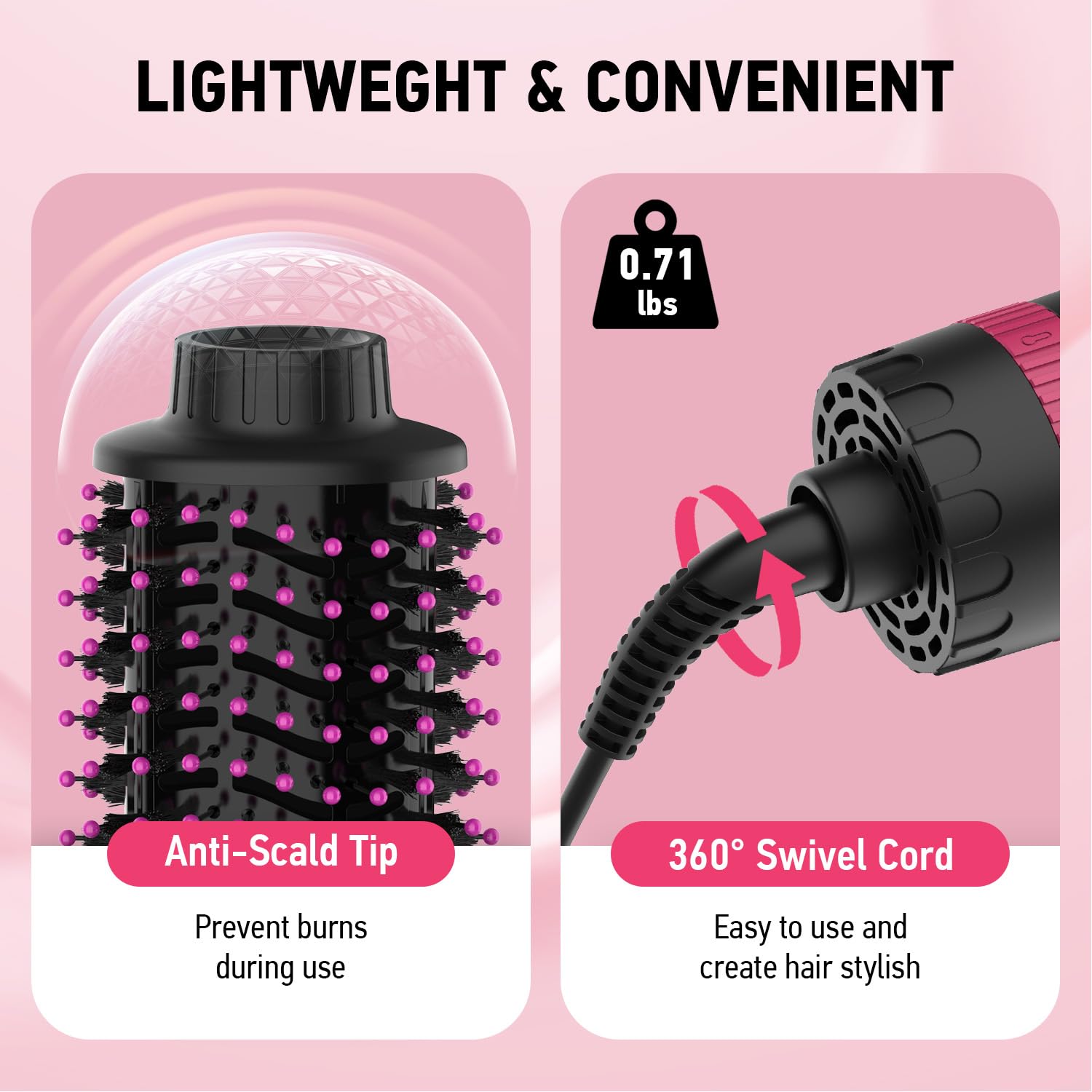 MiroPure 4-in-1 Hair Dryer Brush with 4 Speed & Heat Settings - Volumizing Hot Air Styler for Smooth Frizz-Free Blowouts | One-Step Hair Dryer & Straightener Brush (Black/Red) - Perfect for Home Salon Styling & Travel