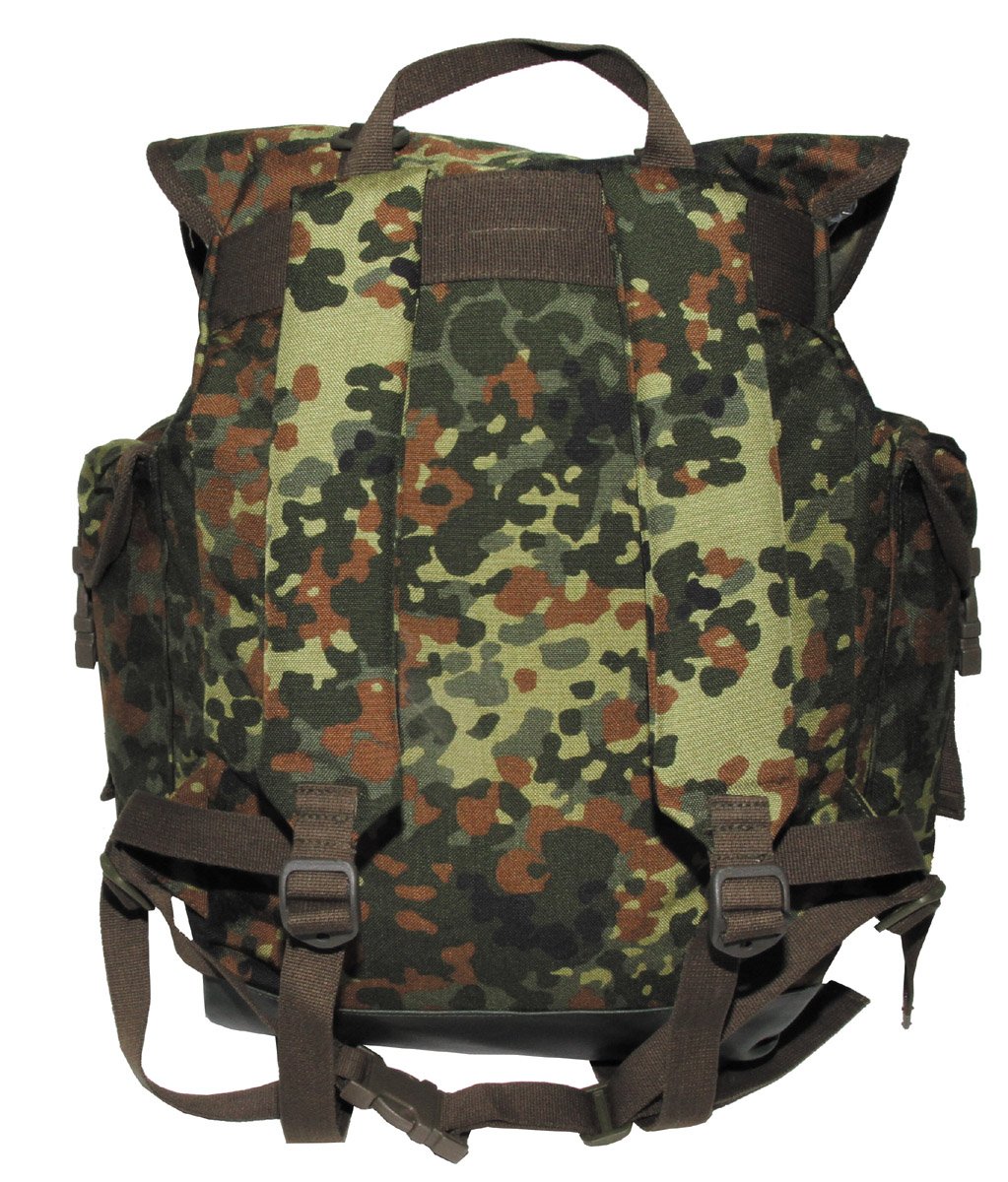 German Federal Military Backpack - BW Flecktarn Camo Tactical Rucksack for Hiking, Camping & Outdoor Adventures