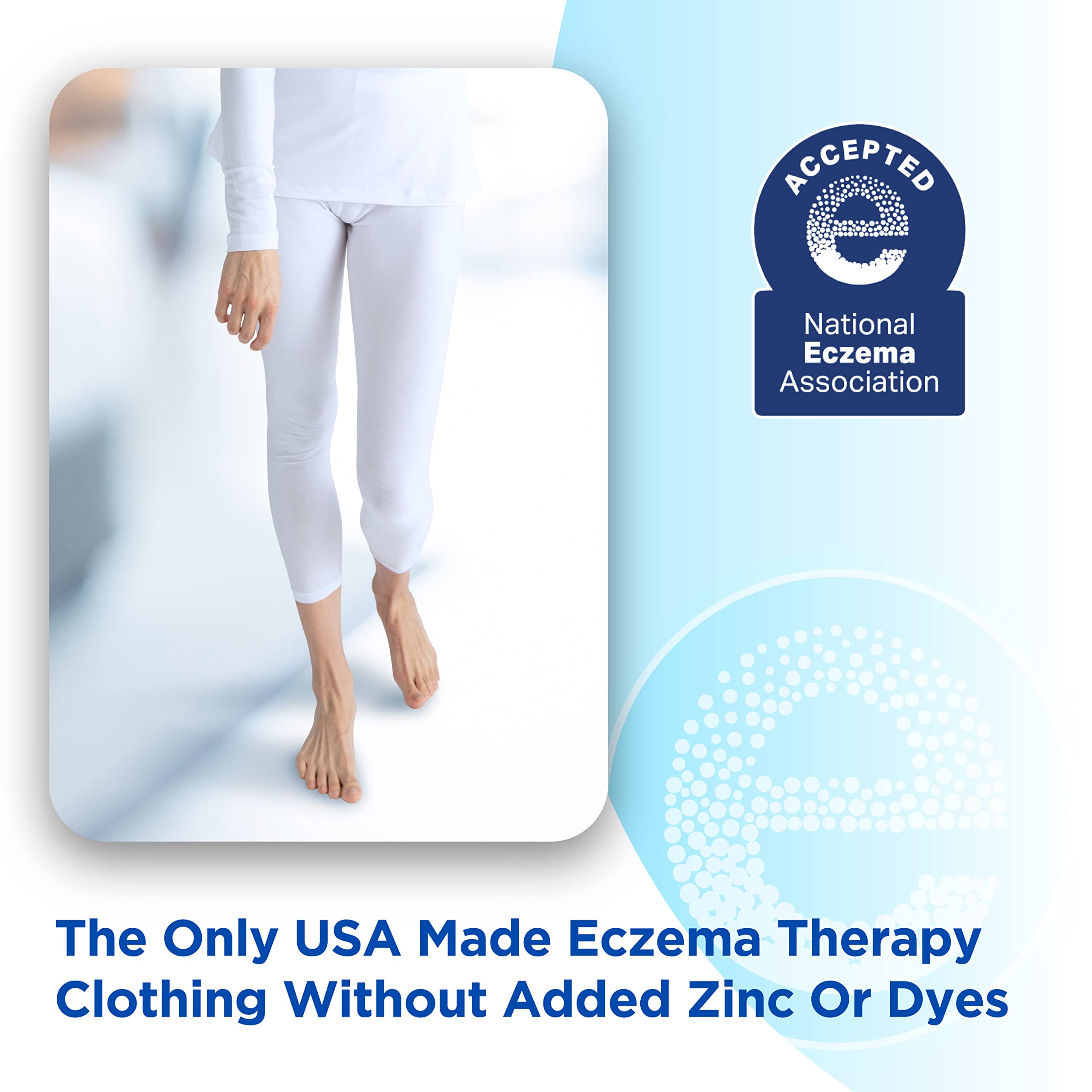 AD RescueWear Eczema & Psoriasis Relief Pants for Adults - Ultra-Soft, Itch-Free Comfort Clothing for Men & Women - Hypoallergenic, Zinc-Free, Dye-Free, Eco-Friendly (Medium, White) - Perfect for Sensitive Skin Care & Nighttime Comfort