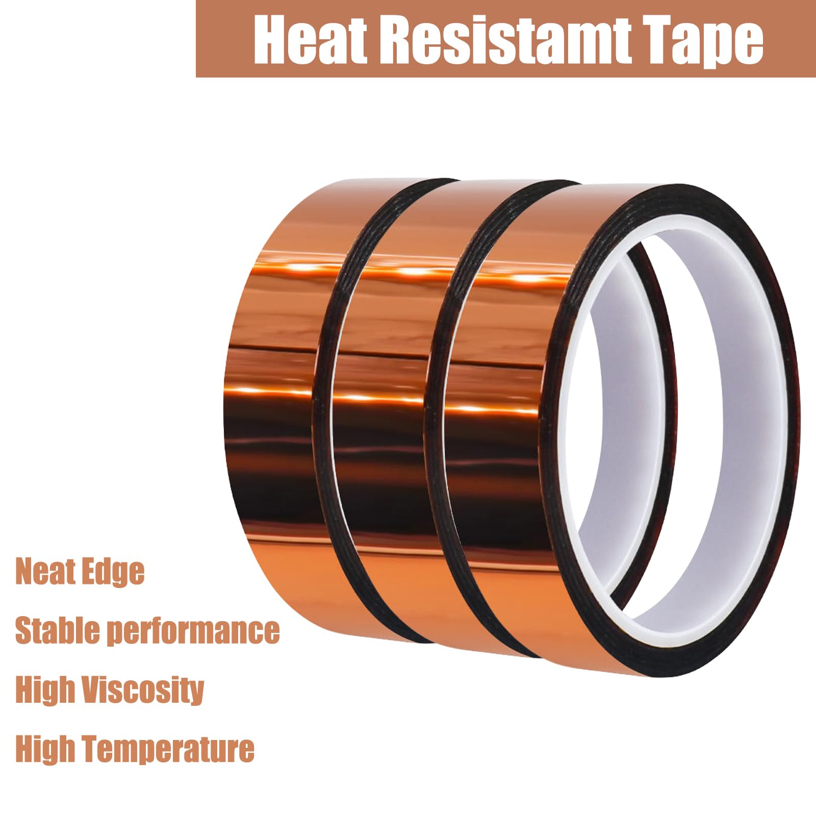 High Temperature Heat Resistant Sublimation Tape - 3 Rolls 20mm x 33m (108ft) Heat Transfer Adhesive Tape for T-Shirts, Mugs & Tumblers - No Residue Yellow Tape for DIY Crafts & Sublimation Projects