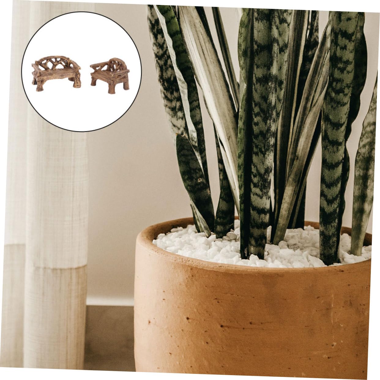 VICASKY 2-Piece Miniature Fairy Garden Table and Chair Set - Resin Dollhouse Accessories for Outdoor Micro Landscaping, Bonsai Decor, and Home Décor - Perfect for Fairy Gardens, Terrariums, and Miniature Displays
