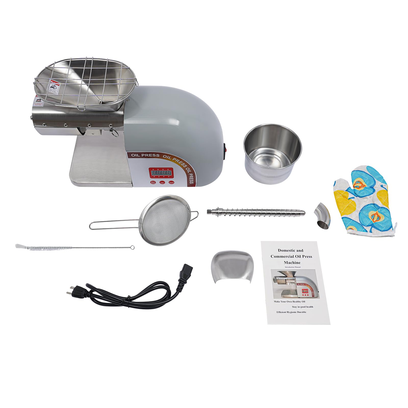 1800W Electric Oil Press Machine - Automatic Oil Extractor for Home & Commercial Use - Stainless Steel Oil Press for Nuts, Walnuts, Linseed, Peanuts & Sesame Seeds - Adjustable Temperature - Perfect for Healthy Cooking, DIY Essential Oils & Small Business Production