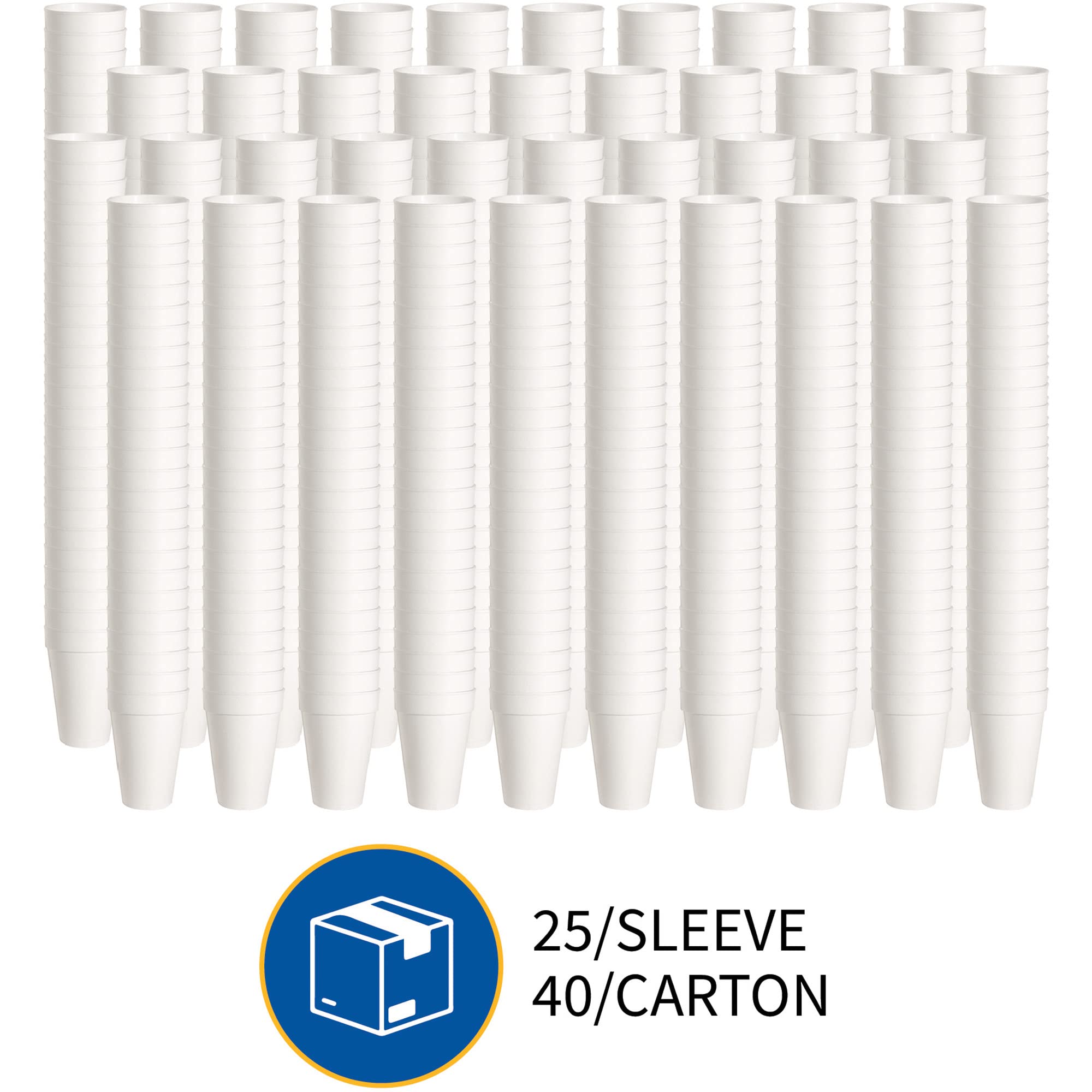 Genuine Joe GJO58550 8 oz Hot & Cold Foam Cups - Insulated Disposable Coffee Cups for Hot Beverages, Iced Drinks, Office Coffee Break, Party Supplies, and Takeout