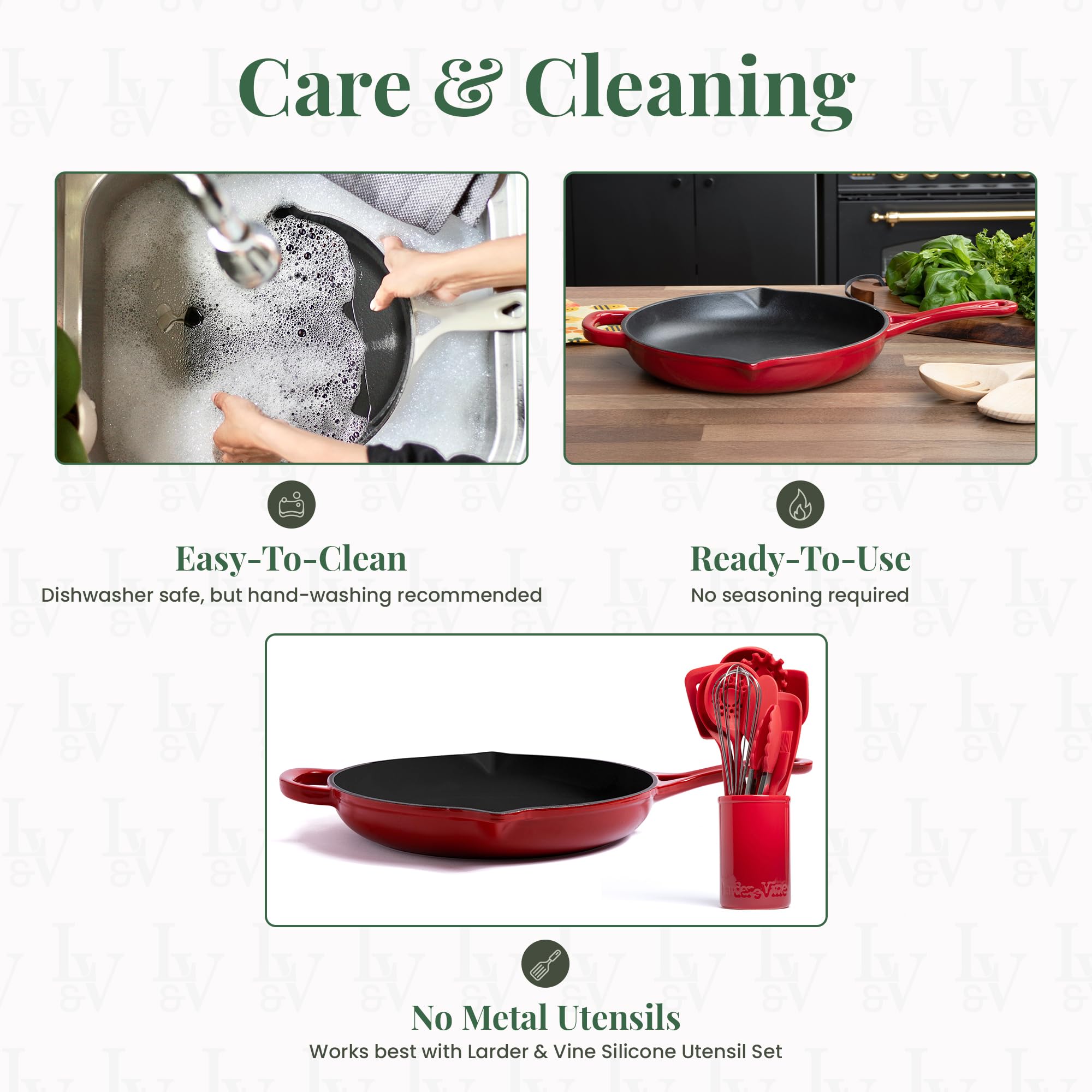Premium Enameled Cast Iron Skillet 10.25 Inch - Oven Safe to 500°F - Nonstick Enamel Coating - Pour Spouts - Works on All Cooktops (Gas, Electric, Induction) - Perfect for Searing, Frying, Baking & Stovetop-to-Oven Cooking - Elegant Cabernet Red Color