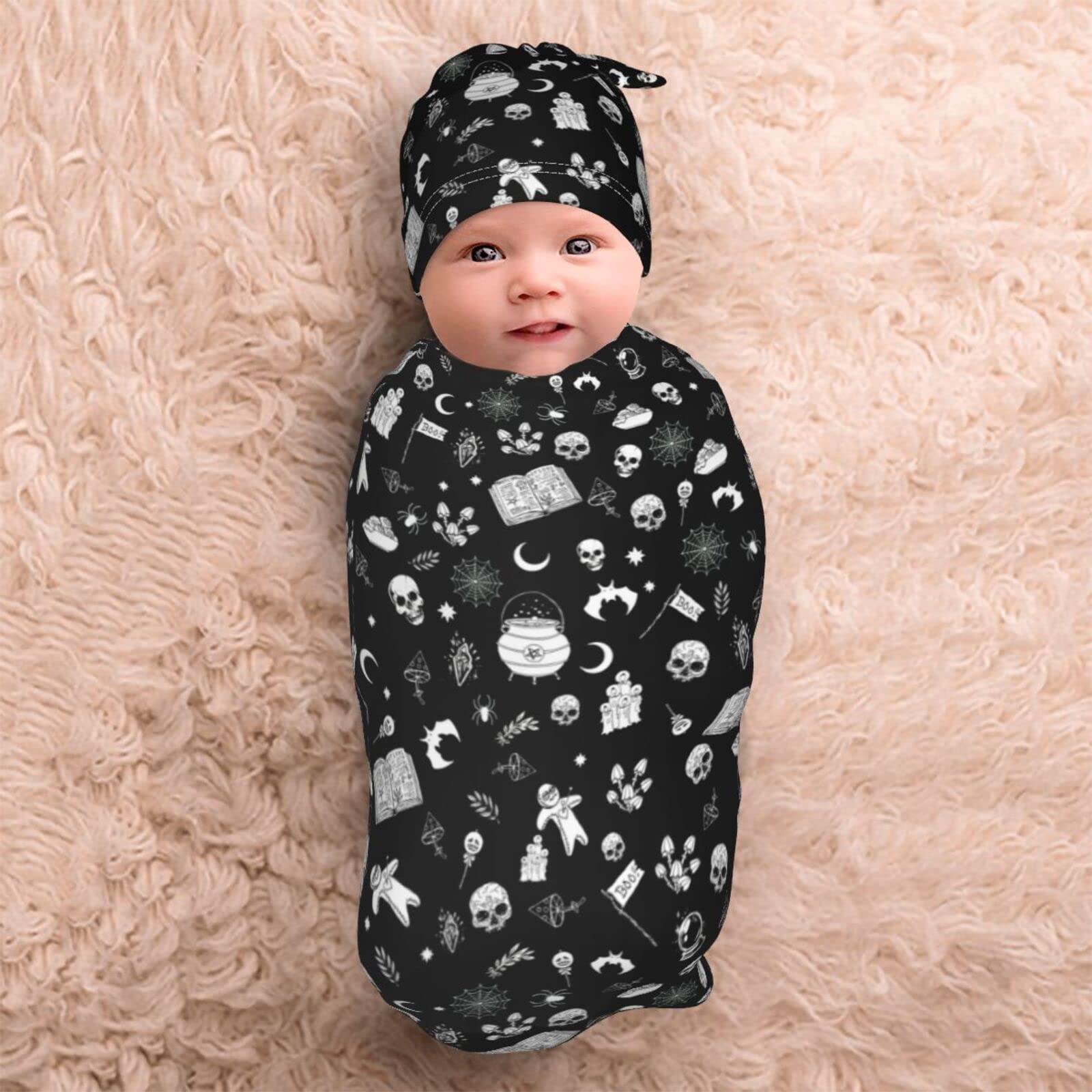 Gothic Baby Swaddle Blanket - Soft Newborn Sleeping Sack for Cozy Sleep | Perfect for Goth Nursery, Halloween, and Dark-Themed Baby Showers