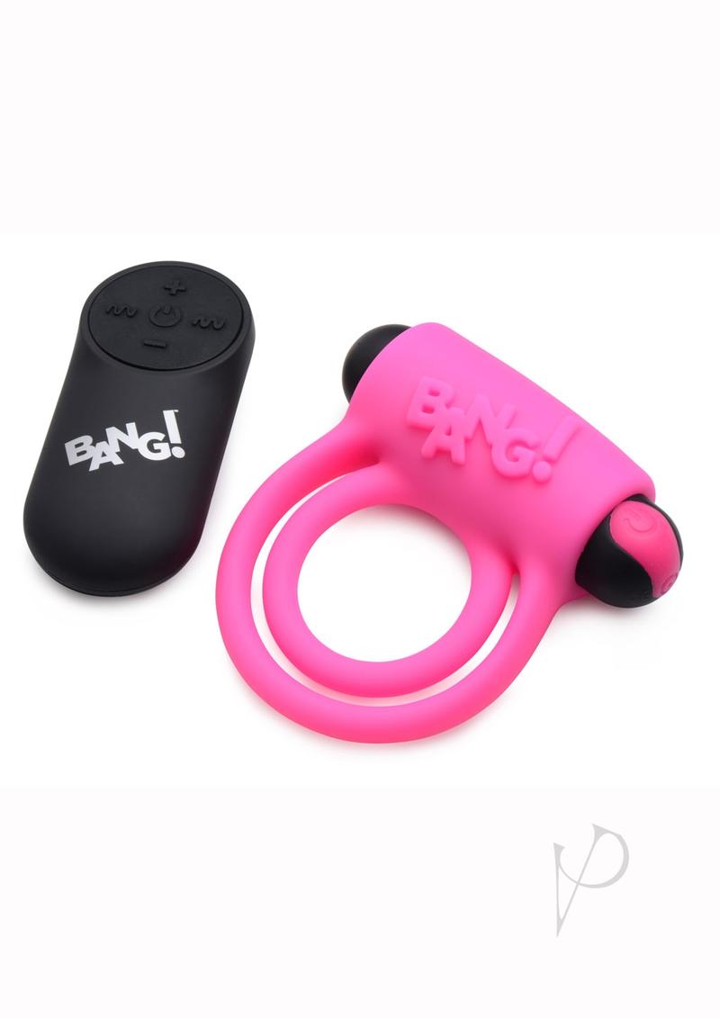 Bang! Rechargeable Silicone Cock Ring & Bullet Vibrator with Remote Control - Pink | Couples Adult Toy for Enhanced Intimacy & Pleasure | Perfect for Valentine's Day & Romantic Nights