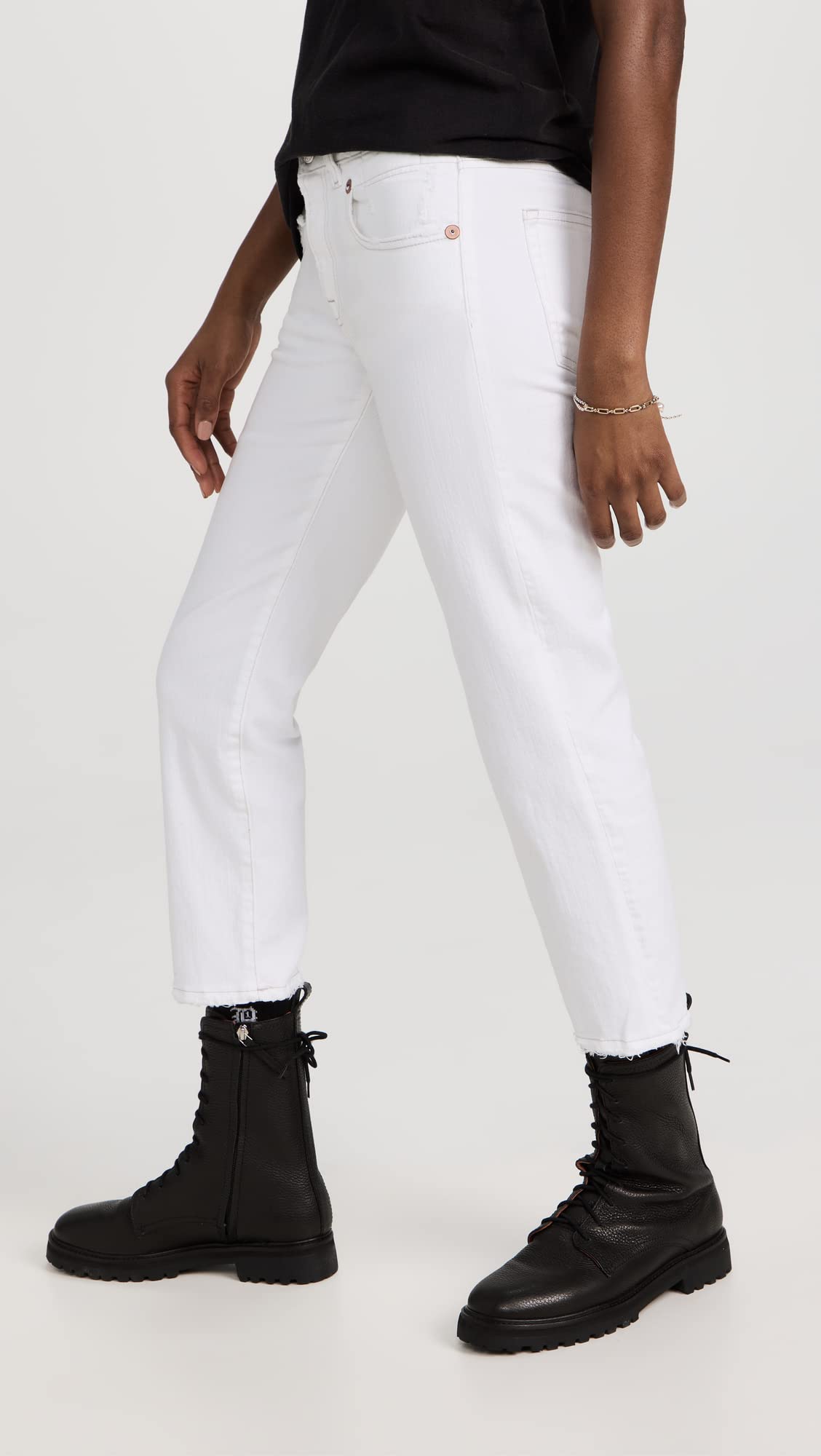 R13 Women's Boy Straight Jeans - High Waist Distressed Denim Pants for Casual Outfits | Perfect for Streetwear, Dating & Everyday Wear