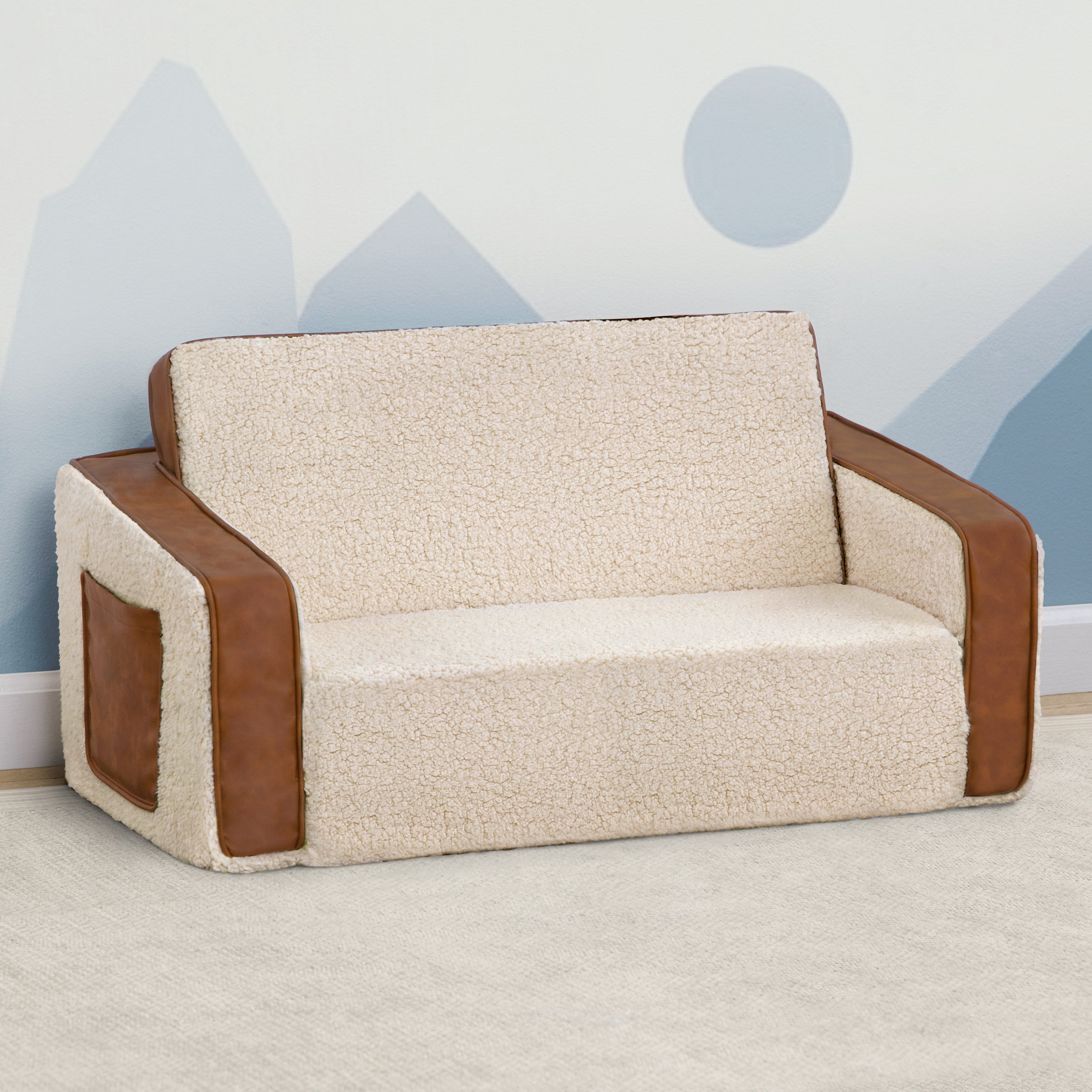 Cream Sherpa with Brown Leather (5047)