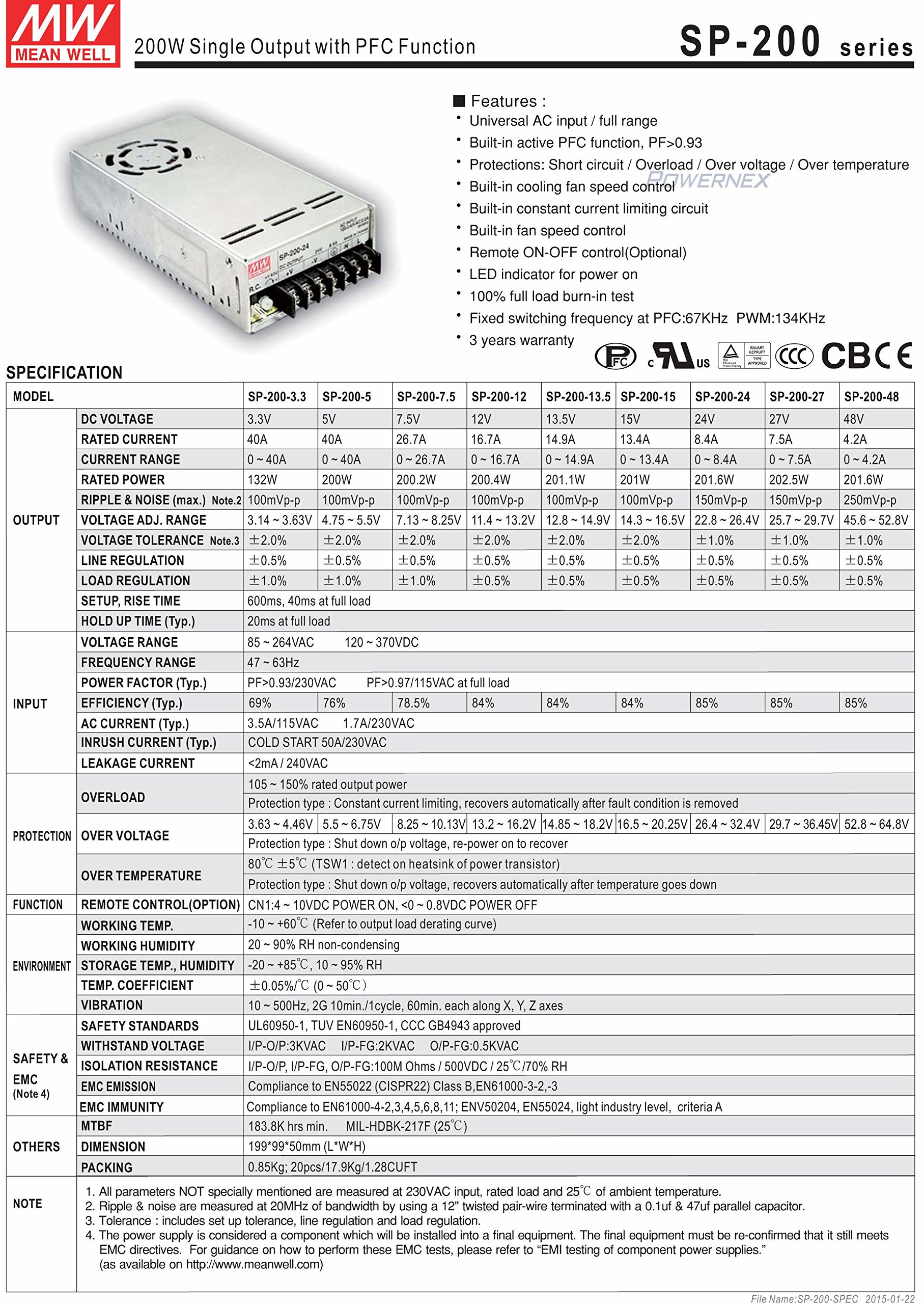 200W 5V 40A Switching Power Supply with PFC Function - Ideal for LED Strips, CCTV Systems, and Industrial Equipment Power Supply