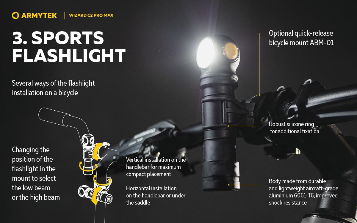 Armytek Wizard C2 Pro Max USB Rechargeable LED Headlamp - 4000 Lumens, Waterproof, for Camping, Hiking & Outdoor Adventures