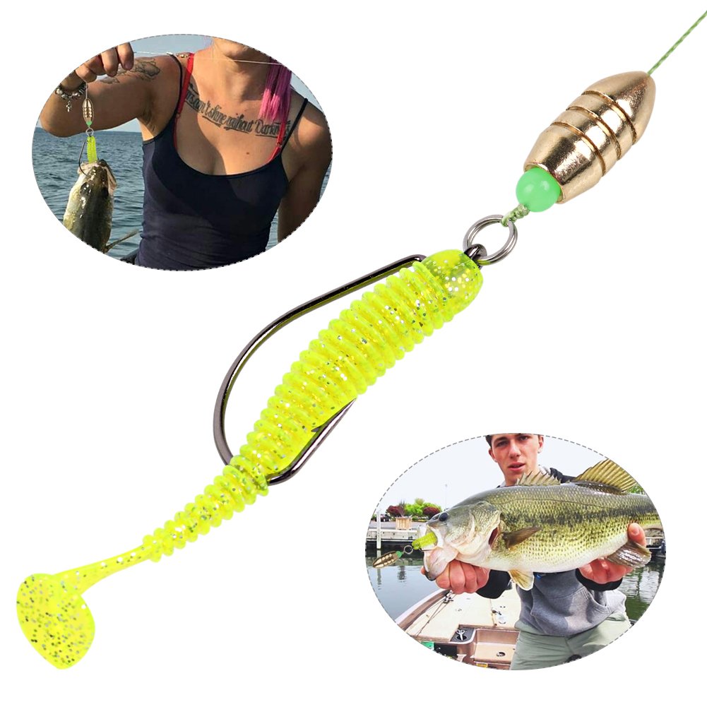 Sougayilang Brass Fishing Sinkers Set with Jig Hooks & Swivel Rings - Freshwater & Saltwater Bass Fishing Gear for Anglers - Perfect for Shore Fishing, Boat Fishing, and Ice Fishing Adventures