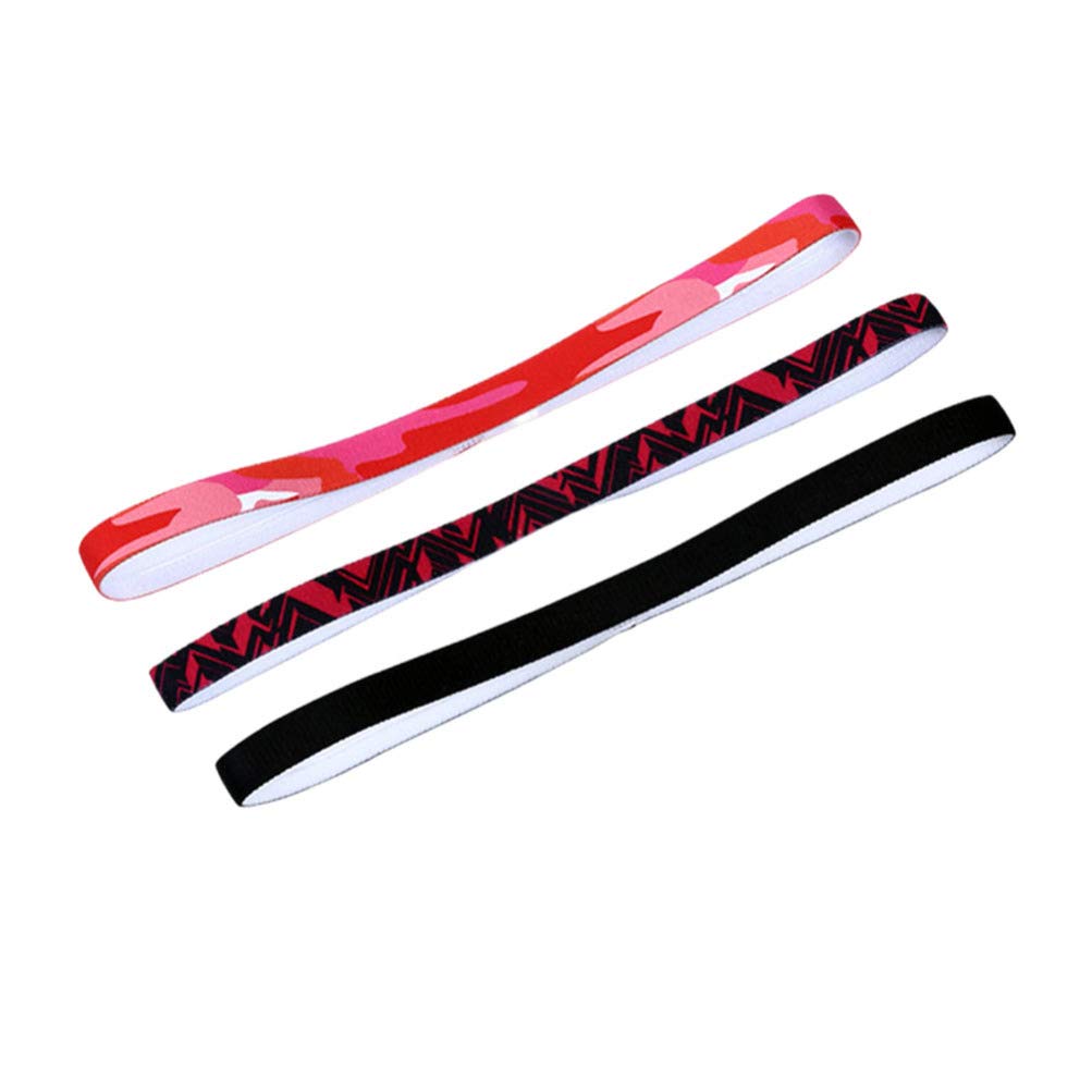 3 Pack Sweat Headbands for Women & Men - Elastic Sports Headband for Running, Workout, Fitness, Yoga - Non-Slip Hair Band & Turban Scarf for Active Lifestyles