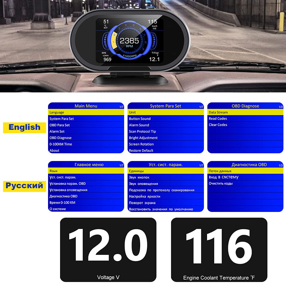 OBD2 Scanner - On-Board Diagnostic Tool for Cars - Digital Display with Real-Time Fuel Consumption & Water Temperature Monitoring - Compatible with OBD II Vehicles (Black) - Perfect for DIY Car Diagnostics & Performance Tracking