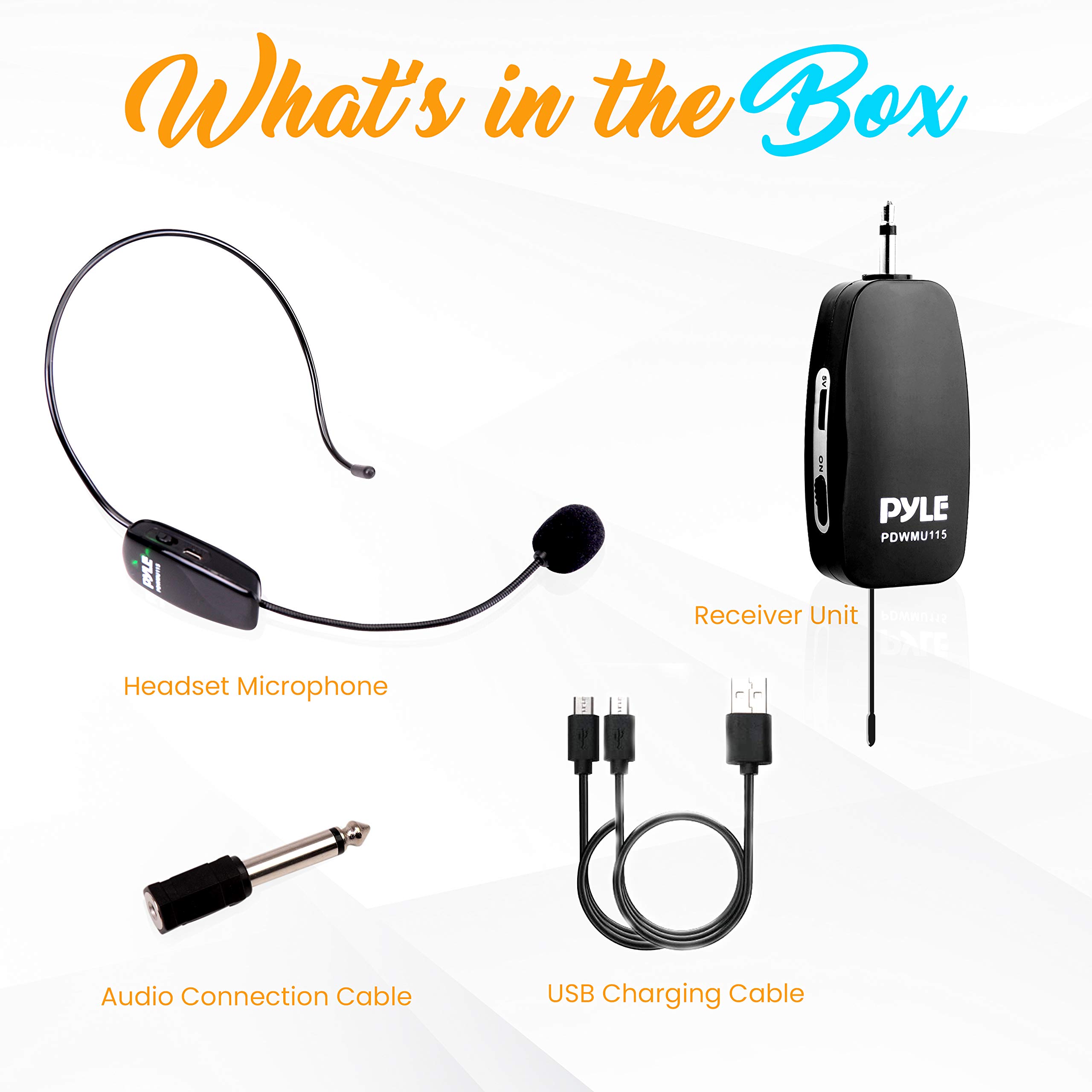 Pyle PDWMU115 Professional UHF Wireless Microphone System - Portable Cordless Mic Kit with Headset Mic & Receiver Unit for Karaoke, Conference, DJ Party - Ideal for Live Performances, Public Speaking & Events