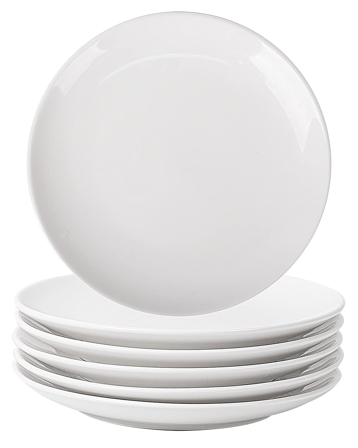 Delling 10-Inch Ceramic Dinner Plates Set of 6 - Microwave, Oven & Dishwasher Safe, Scratch-Resistant White Dinnerware - Modern Kitchen Serving Dishes for Everyday Meals, Parties & Restaurant Use