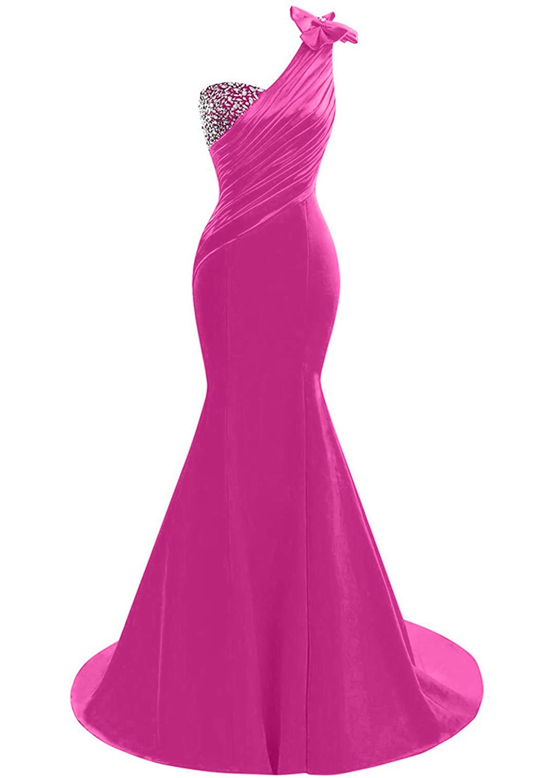 Elegant One Shoulder Satin Mermaid Prom Dress for Women - 2020 Evening Ball Gown | Perfect for Weddings, Prom Nights & Formal Events
