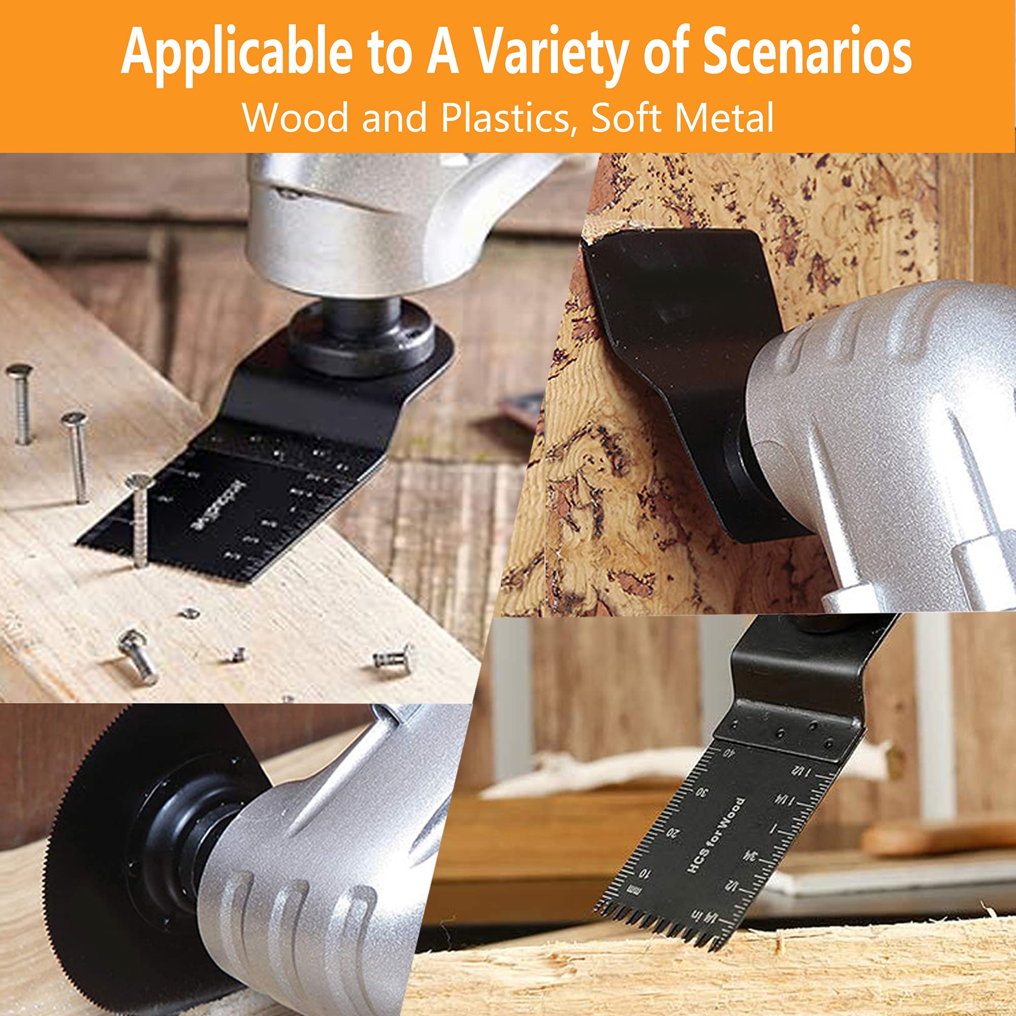 50 Pack Universal Quick Release Oscillating Saw Blades Kit - Multi Tool Blades & Sanding Set Compatible with Black & Decker, Porter Cable, Dewalt, Chicago Rockwell, Craftsman - Perfect for Woodworking, Flooring, Drywall & DIY Home Renovation Projects