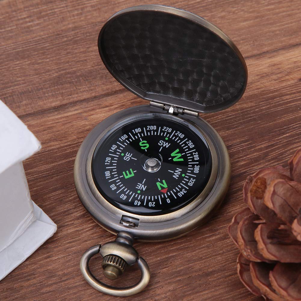 Vintage Pocket Watch Compass - Zinc Alloy Flip Open for Hiking & Outdoor Navigation