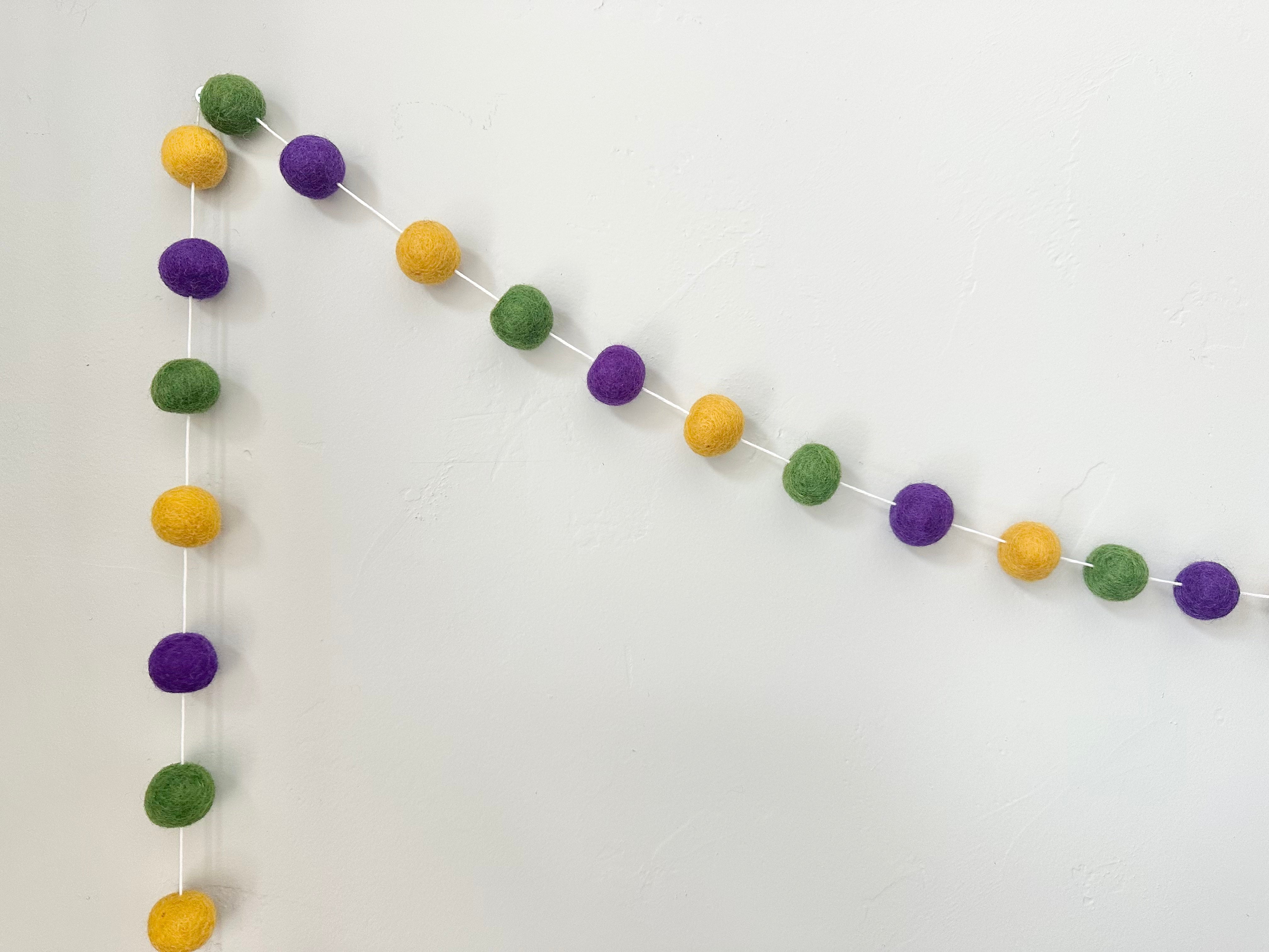Regal Mardi Gras Beaded Garland - Purple Gold & Green Party Decorations for Festive Celebrations, Home Decor & Carnival Events
