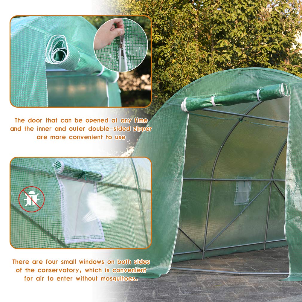 BestMassage 15'x7'x7' Steel Walk-in Greenhouse for Outdoor & Indoor Use - Perfect for Plants, Tomatoes, Herbs, and Gardening - Great for Patio, Backyard, and Gardening Enthusiasts