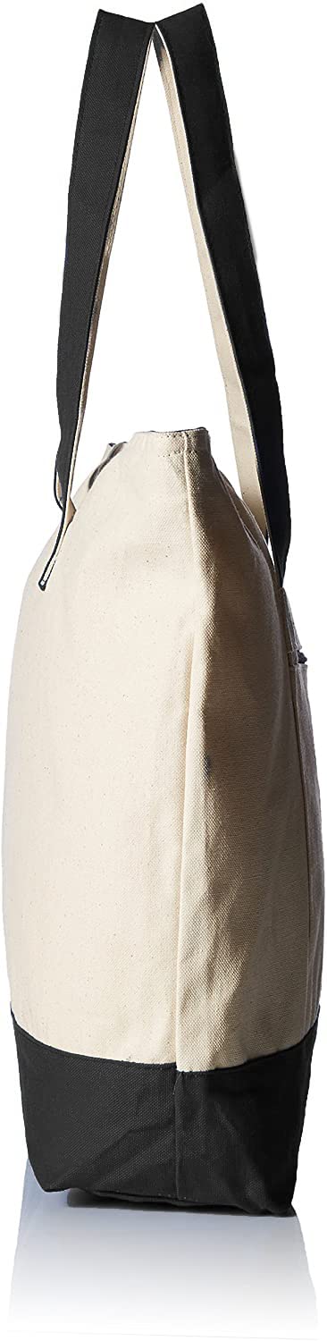 Personalized Initial Large Zipper Canvas Tote Bag for Women - Durable Custom Monogrammed Gift Tote - Perfect for Work, Travel, Shopping & Beach Day Essentials