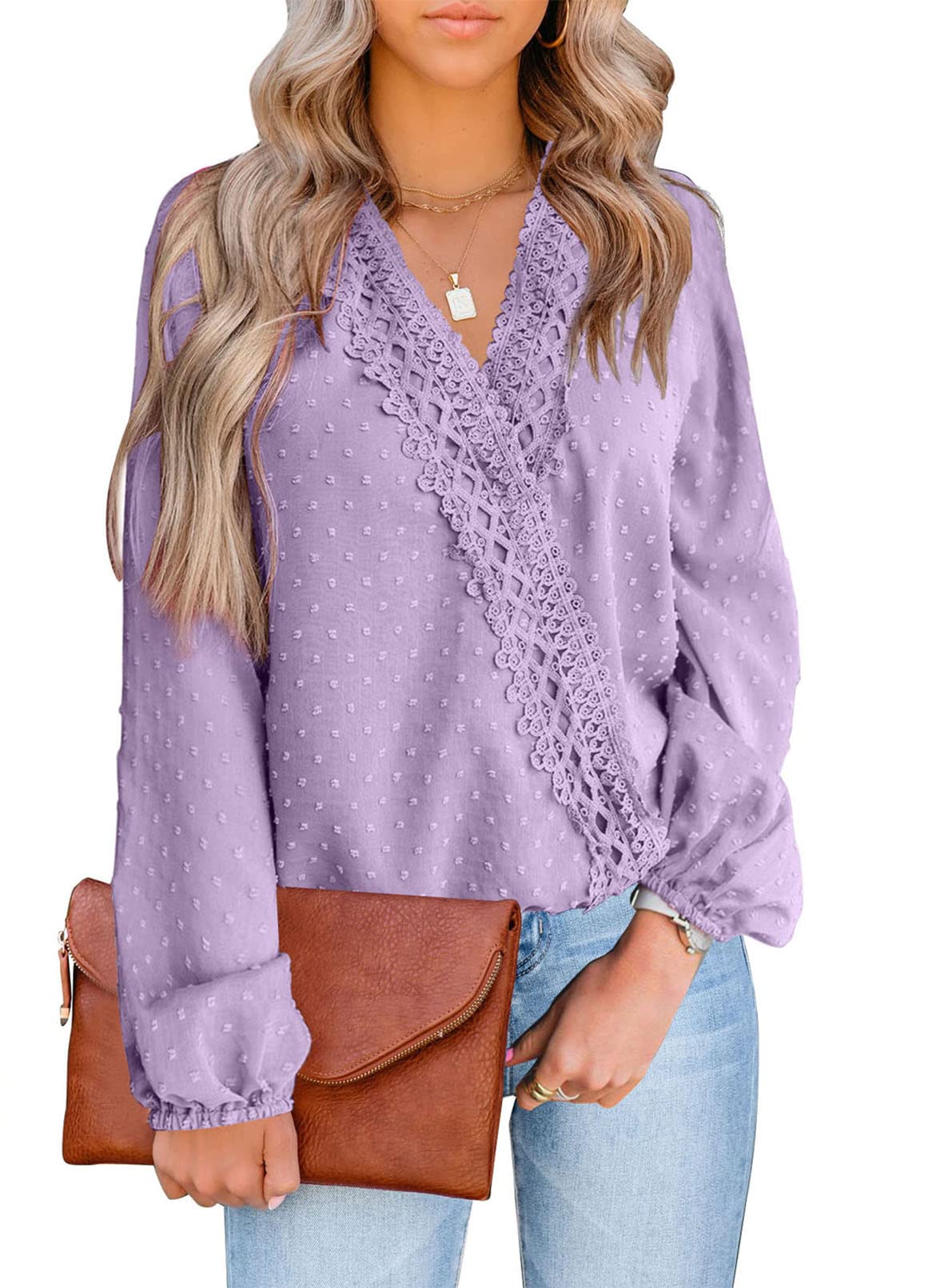 LOLONG Women's Short & Long Sleeve V-Neck Chiffon Blouse - Elegant Pom Pom Shirt for Casual & Dressy Occasions | Perfect for Office, Date Night & Summer Outfits