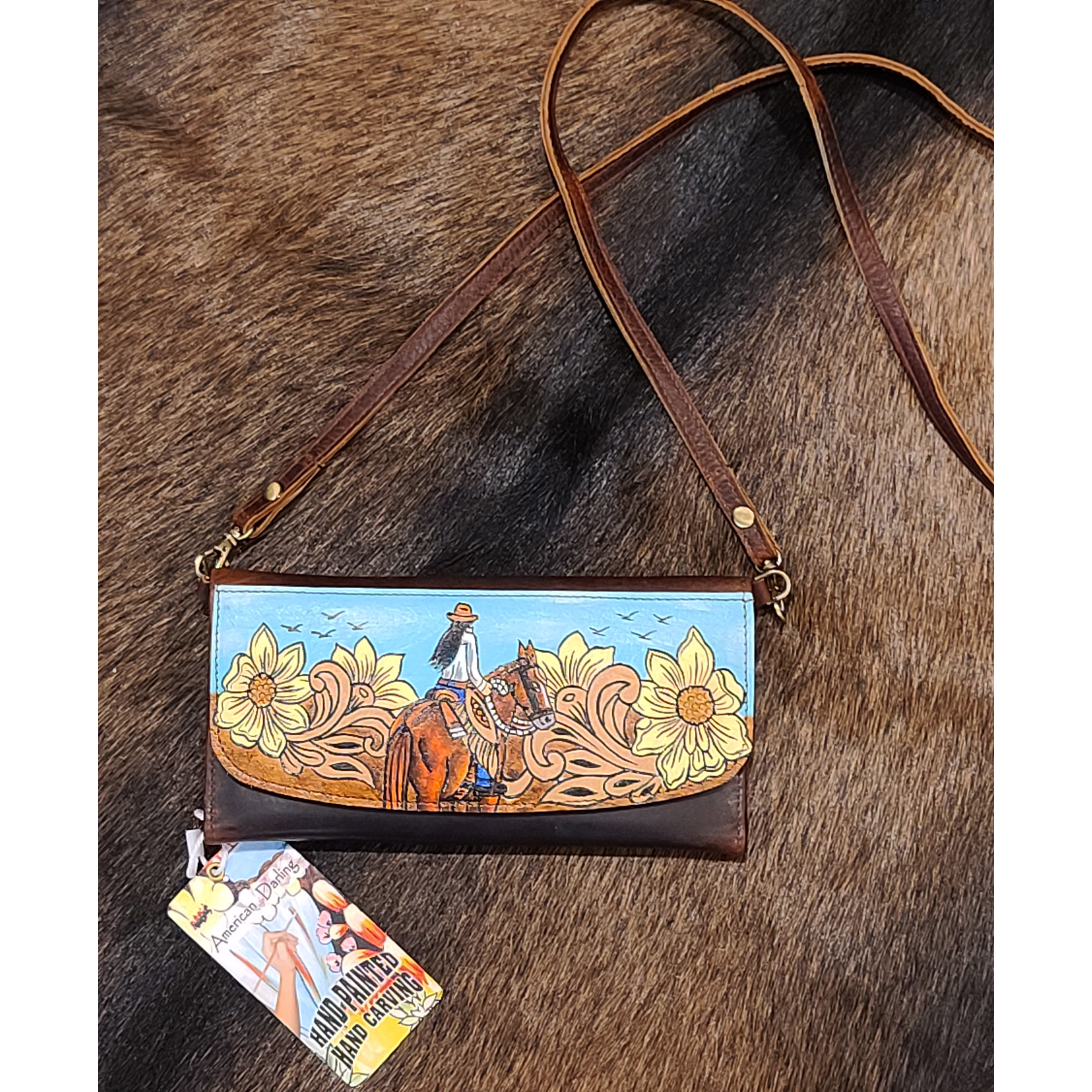 American Darling Hand-Painted Leather Wallet for Women - Stylish & Durable Clutch Purse for Daily Use, Parties & Travel
