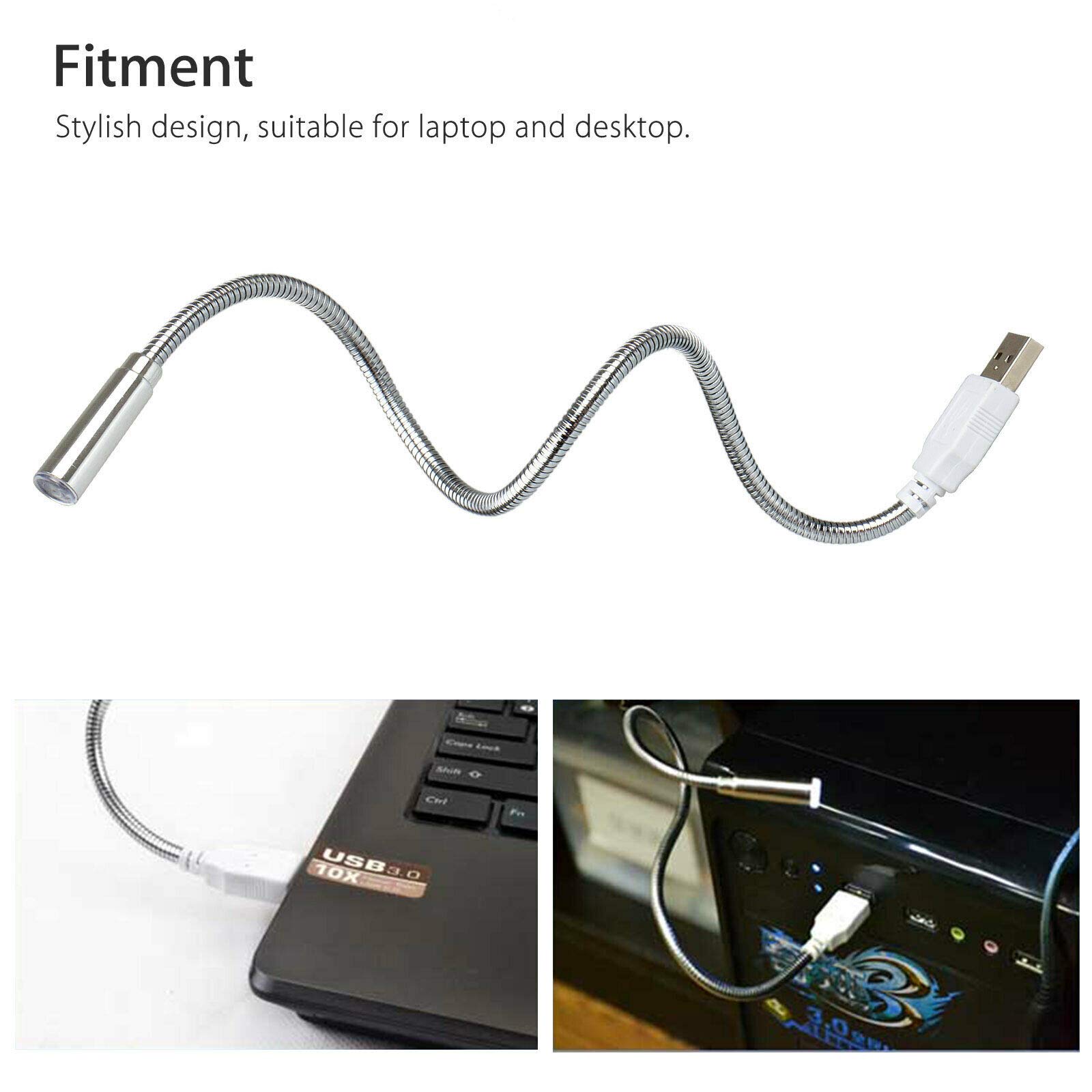 USB Flexible Bright LED Night Light Lamp - Portable Metal PC Modern Keyboard Light for Laptop with Gooseneck Tube, Ideal for Home Office, Gaming, and Reading