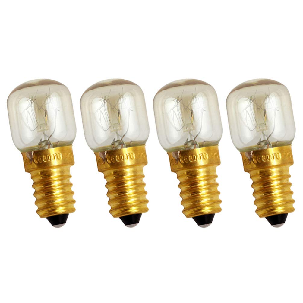 OSALADI 4-Pack E14 Microwave Oven Bulb Replacement - 25W High Temperature Resistant Tubular Incandescent Light Bulbs (Warm White) for Microwave, Oven & Kitchen Appliances - Perfect for Baking, Cooking & Food Prep