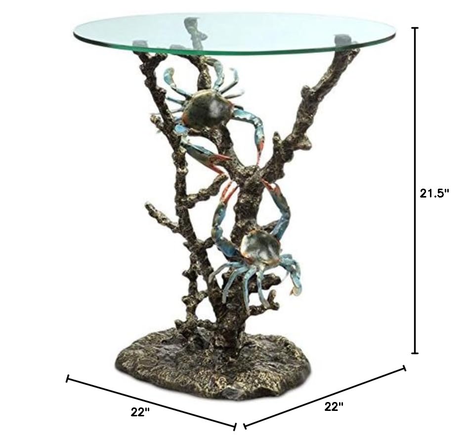 SPI Home Crabs and Coral End Table - Stylish Coastal Decor Accent Table for Living Room, Bedroom, or Beach House - Perfect for Seaside Themed Interiors
