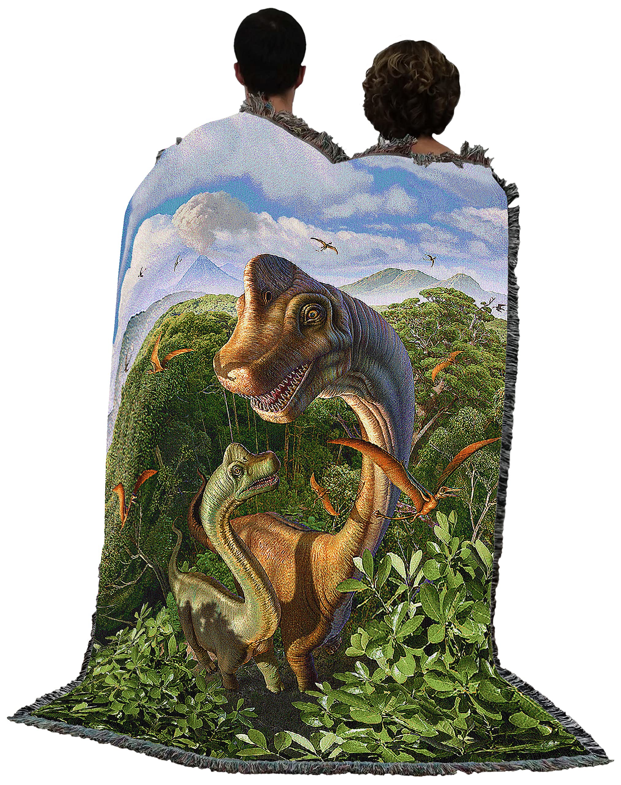 Jerry LoFaro Brachiosaurus Dinosaur Blanket - 100% Cotton Woven Prehistoric Throw - Handmade in USA (72x54) - Perfect for Bedroom Decor, Sofa Cover & Unique Gift for Dino Lovers