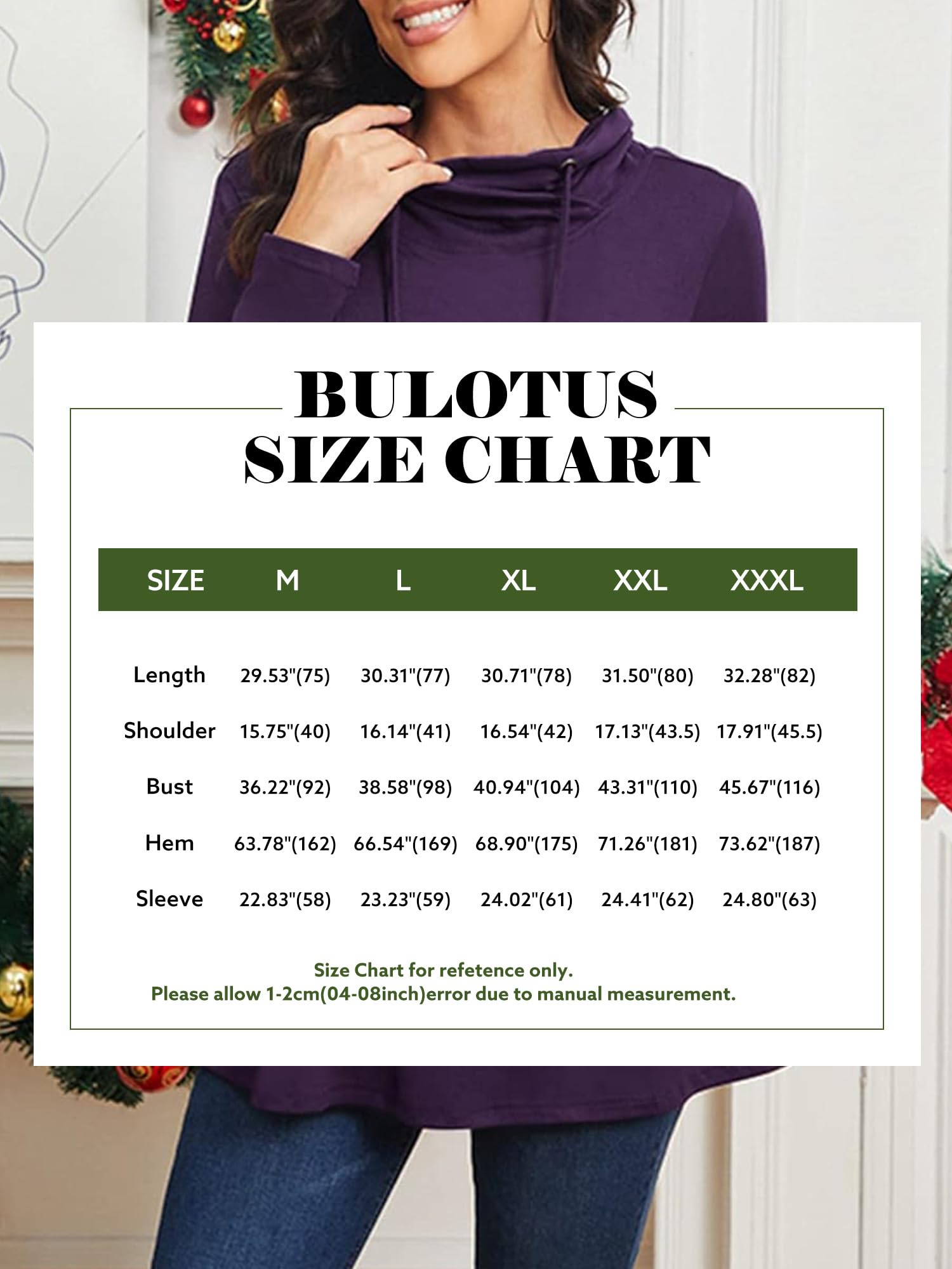 Bulotus Women's Long Sleeve Cowl Neck Tunic Top with Pockets - Casual Loose Fit Blouse for Work, Office & Everyday Wear | Comfortable Stretch Fabric for Fall & Winter Seasons