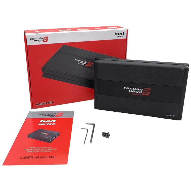 Cerwin Vega H900.6D 1800W Peak (900W RMS) HED Series Class D 6 Channel Car Amplifier - Powerful Audio Boost for Trucks, SUVs and Custom Car Stereo Systems