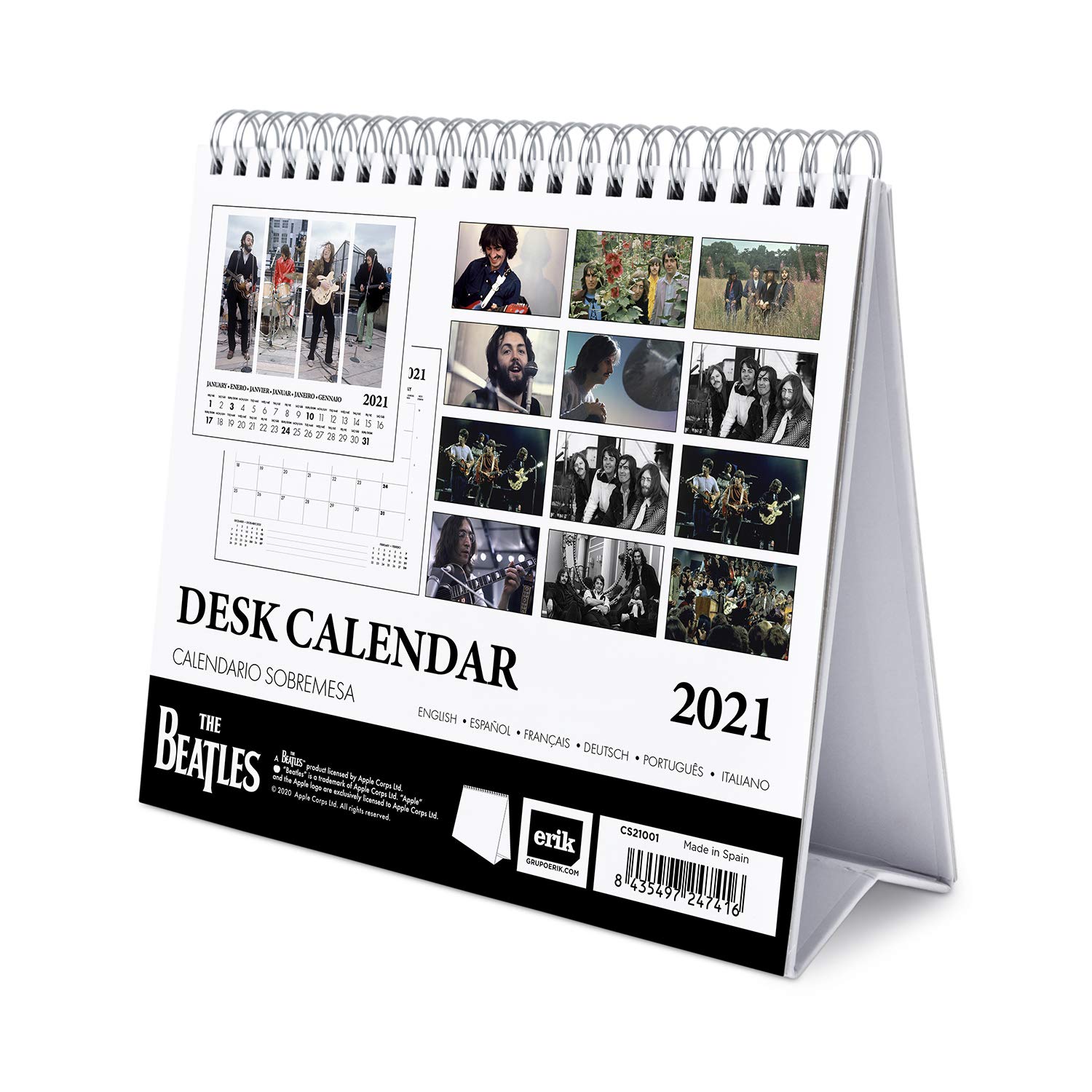 The Beatles 2021 Desk Calendar - Official Licensed 12-Month Wall & Desktop Planner with Famous Album Covers - Perfect for Office, Home Decor & Beatles Fans Gift