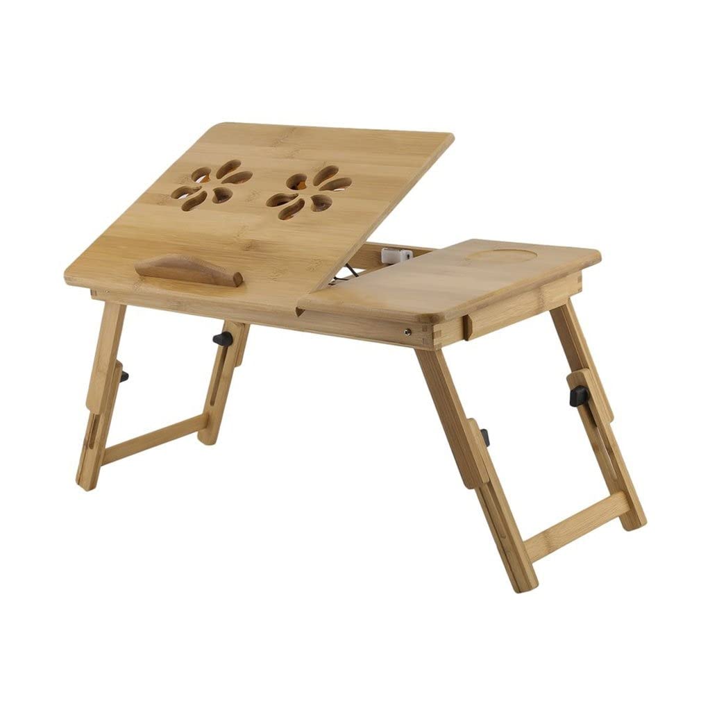 Foldable Bamboo Lap Desk for Laptop - Portable Computer Stand with Smooth Surface for Work, Study, Dining & Tea Serving - Lightweight Bed Tray Table (No Fan) - Perfect for Home Office, Bedroom, Sofa & Outdoor Use