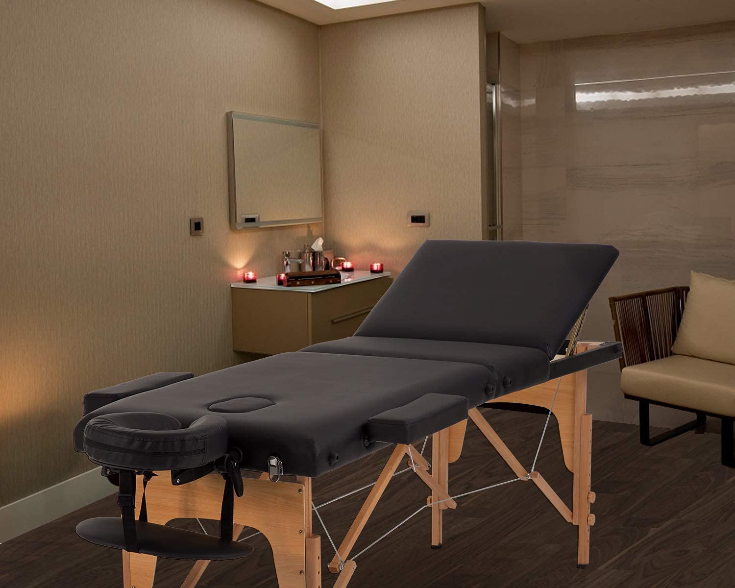 Portable Massage Table 3-Fold Adjustable Spa Bed - 84