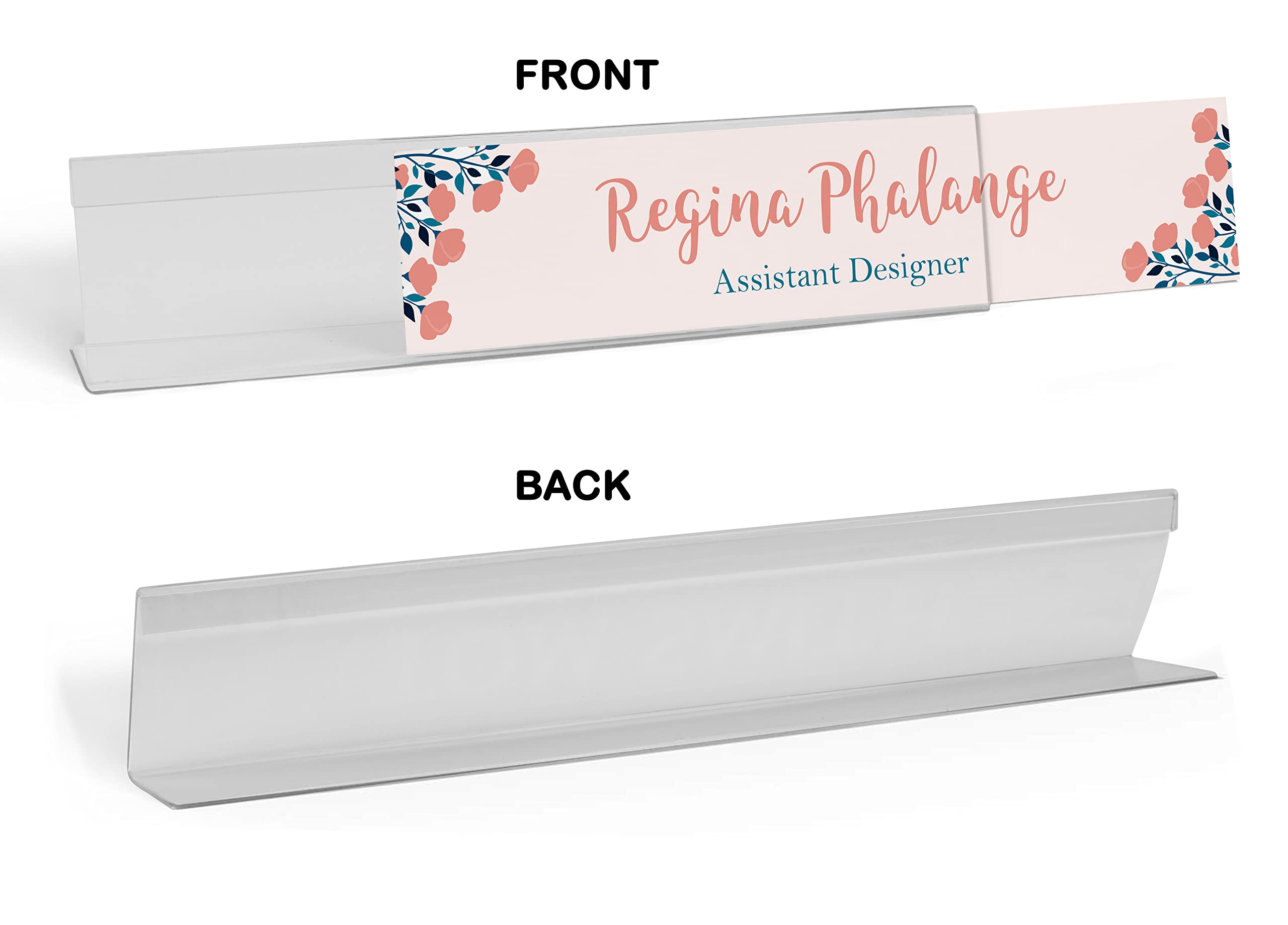 Custom Acrylic Desk Name Plate - Hand-Painted Floral Design (2x8 Inches) | Personalized Office Name Sign for Workstation, Reception & Home Office Decor