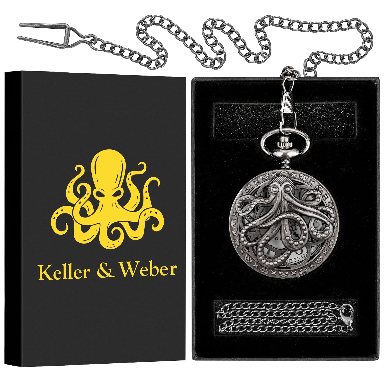 Vintage Quartz Fob Pocket Watch for Men & Women - Classic Antique Style with Gift Box & Card - Perfect Anniversary, Birthday & Christmas Gift for Husband, Boyfriend or Loved Ones | Ideal for Collectors, Steampunk Fashion & Special Occasions