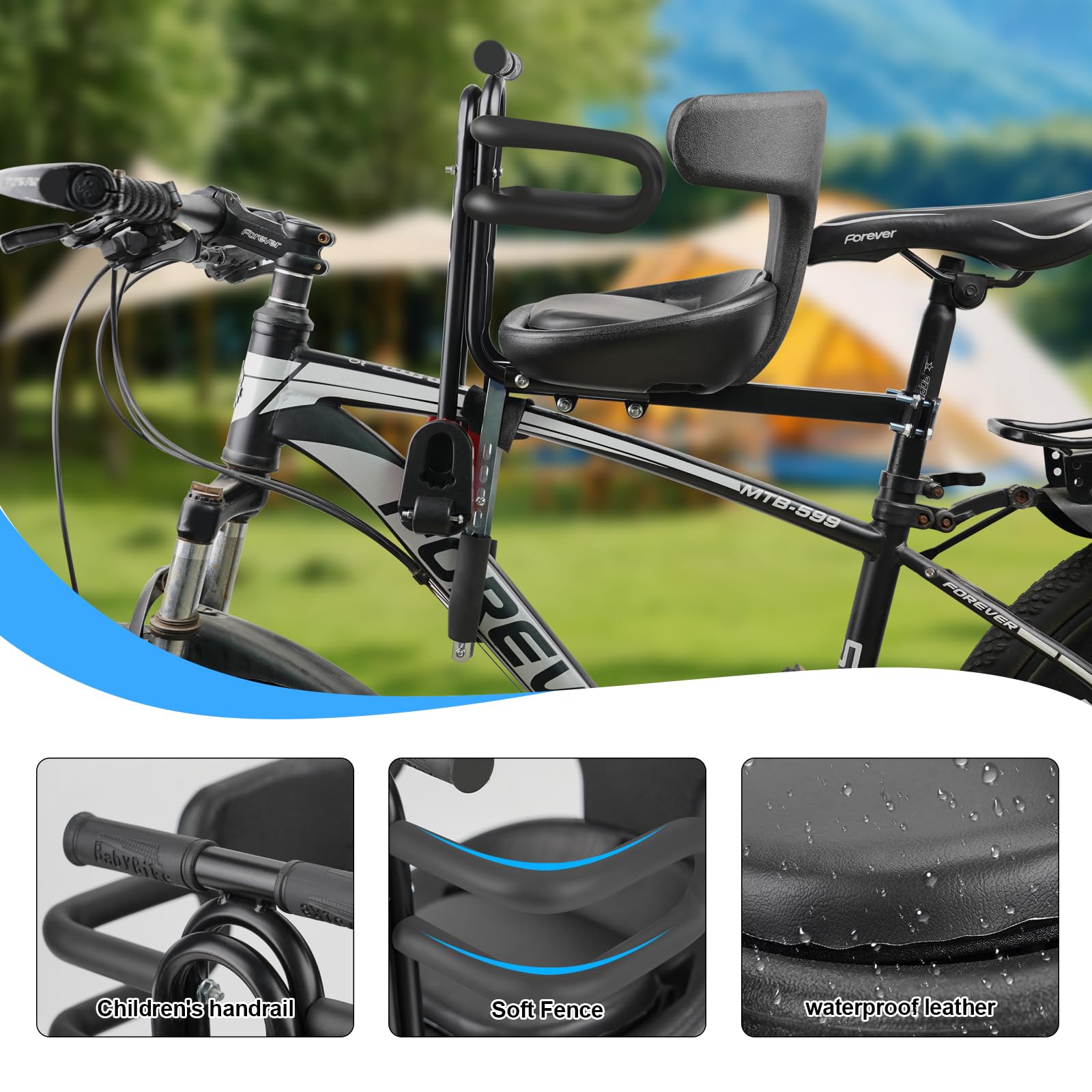 **YouTeMei Front Mounted Baby Bike Seat for Toddlers 1-3 Years - Safe & Comfortable Child Bike Seat Attachment for Adult Bikes - Perfect for Family Rides, Commuting & Outdoor Adventures**