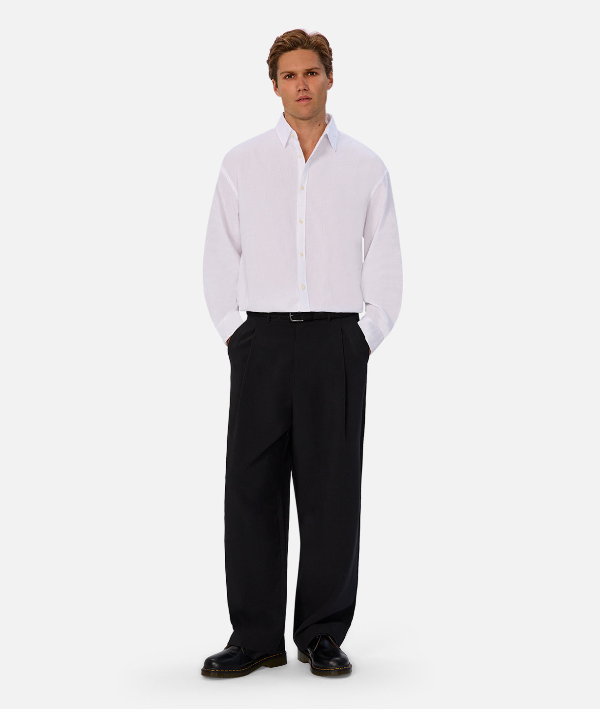 Premium Knightsbridge Long Sleeve Shirt for Men - Classic White Cotton Dress Shirt for Business & Casual Wear - Office, Wedding & Formal Events