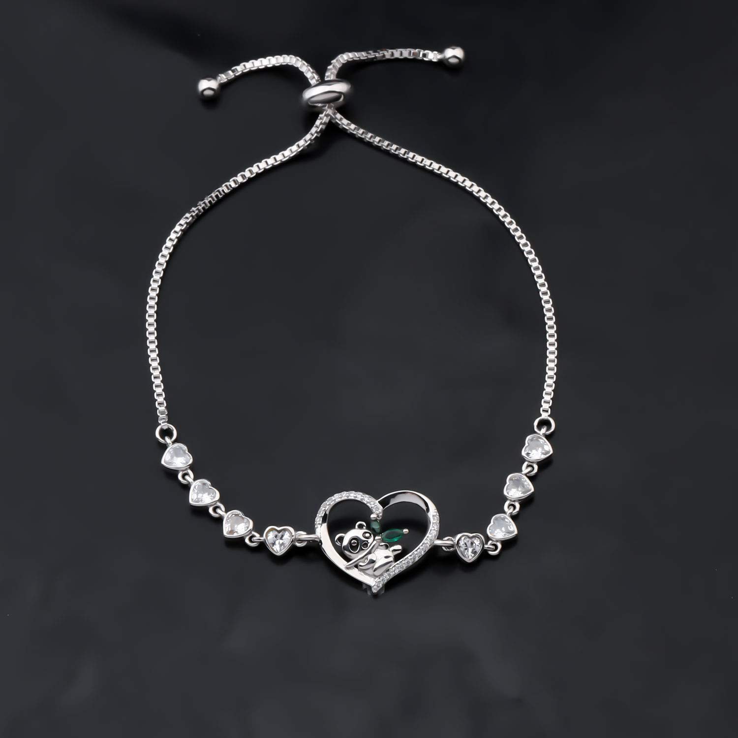Adjustable Panda Charm Bracelet for Women - Cute Animal Lover Gift with Heart Shaped Panda Charms | Perfect for Birthday, Anniversary, Valentine's Day Gifts & Everyday Fashion Accessory