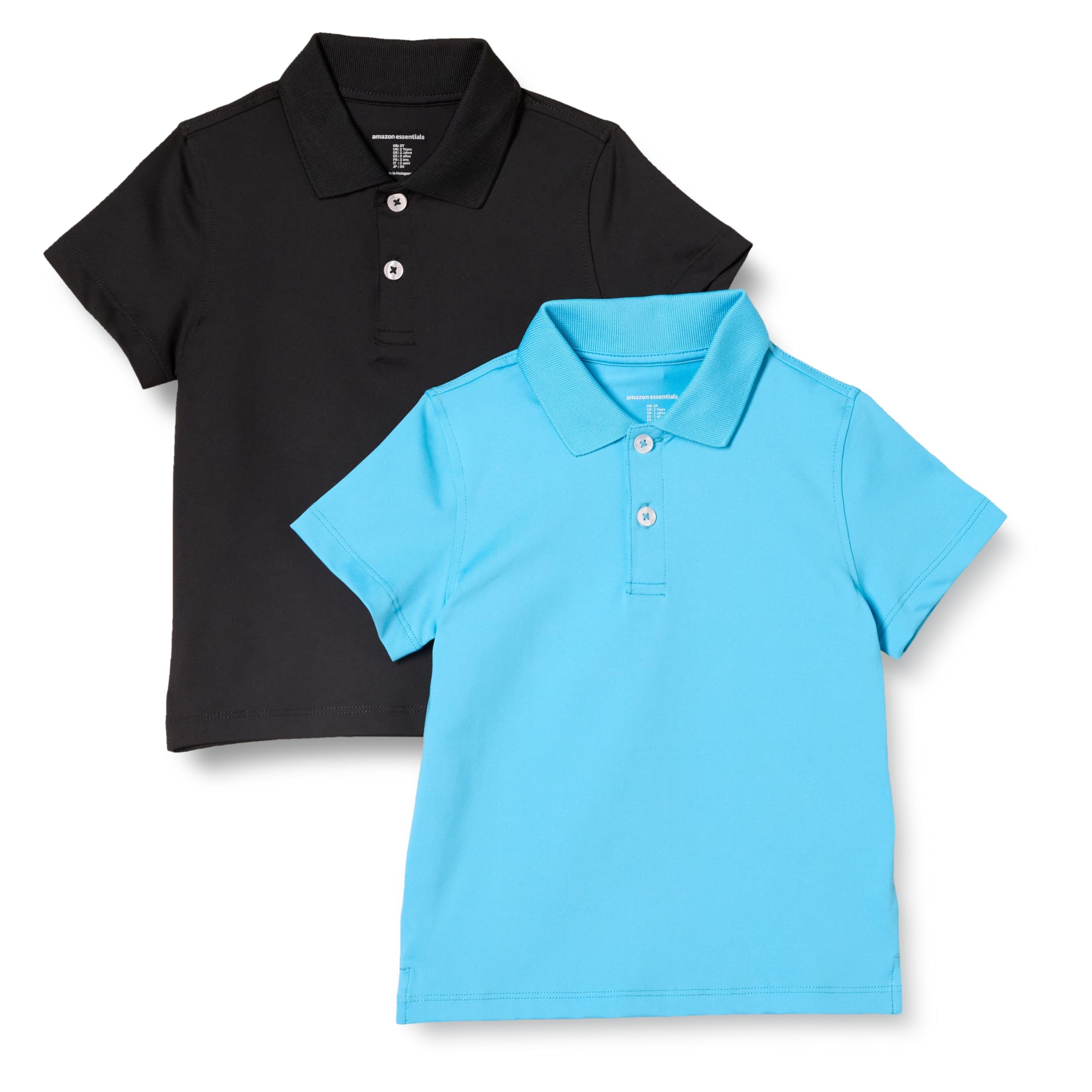 Amazon Essentials Boys' & Toddlers' Active Performance Polo Shirts - 2-Pack | Quick-Dry, Breathable Fabric for Sports & Play | Perfect for School, Soccer & Outdoor Activities