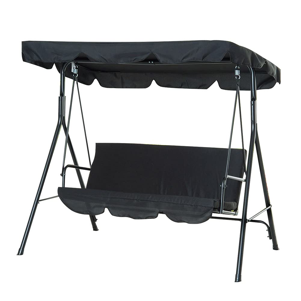 **Swing Canopy Replacement - Waterproof & Dustproof Outdoor Swing Cover with Cushion Protector - Durable Black Swing Top for Patio, Garden, and Backyard Furniture**