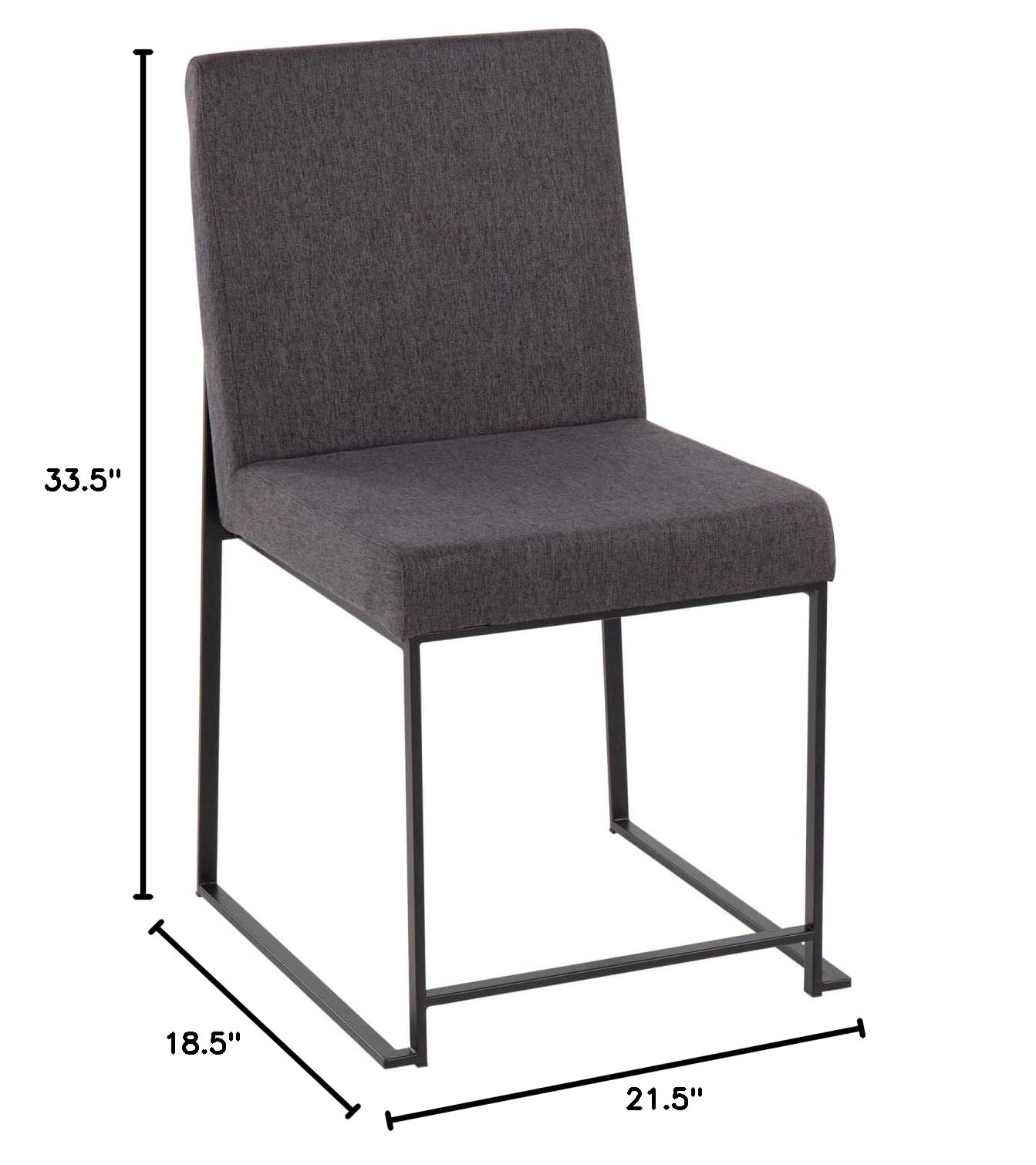 LumiSource High Back Fuji Dining Chair Set of 2 - Modern Upholstered Kitchen Chairs for Dining Table - Comfortable Contemporary Seating for Home, Restaurant & Office Use