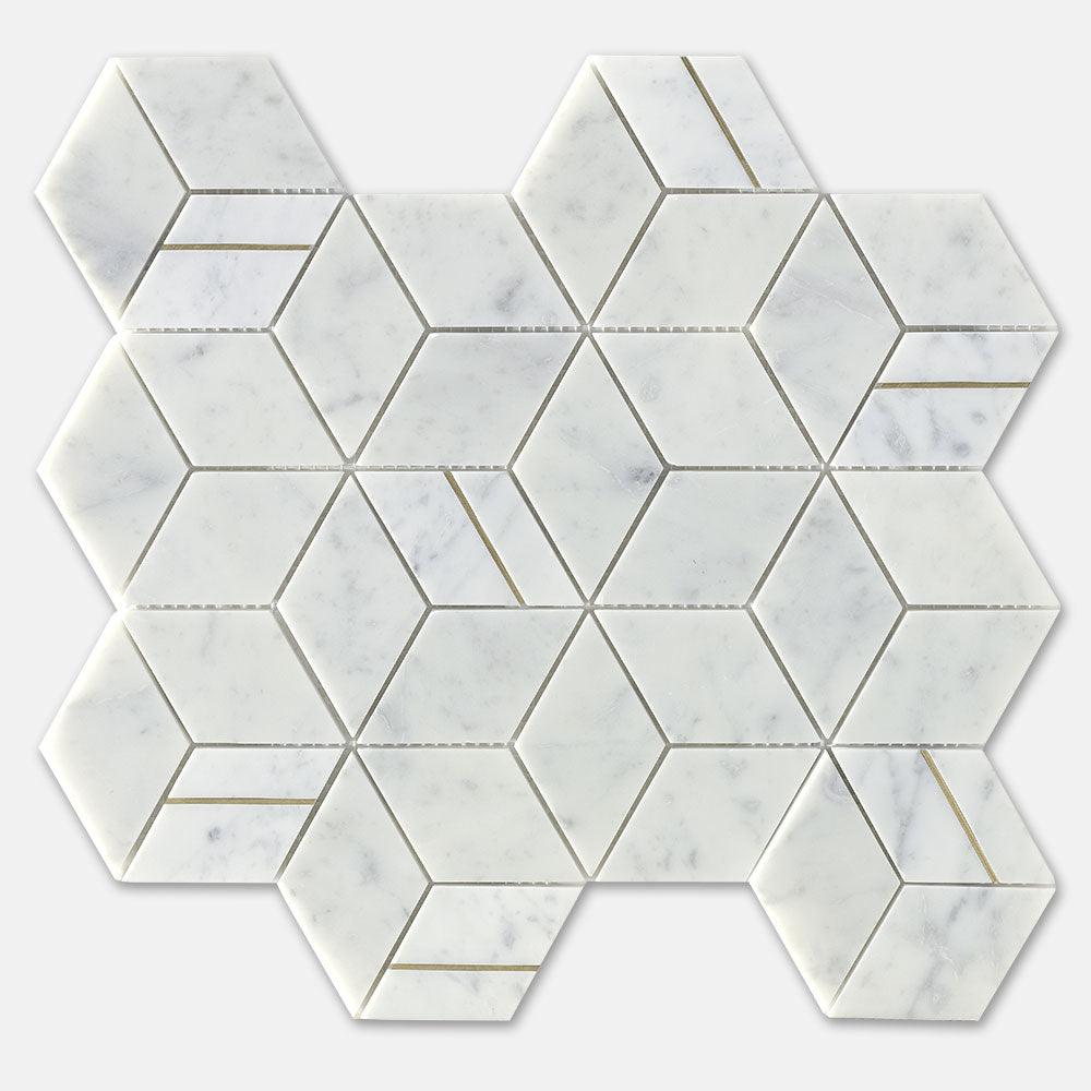 Premium Carrara Honed Marble Mosaic Tile Sheets - Fifth Ave Diamant Collection | Elegant Bathroom & Kitchen Backsplash, Shower Wall, and Flooring Design