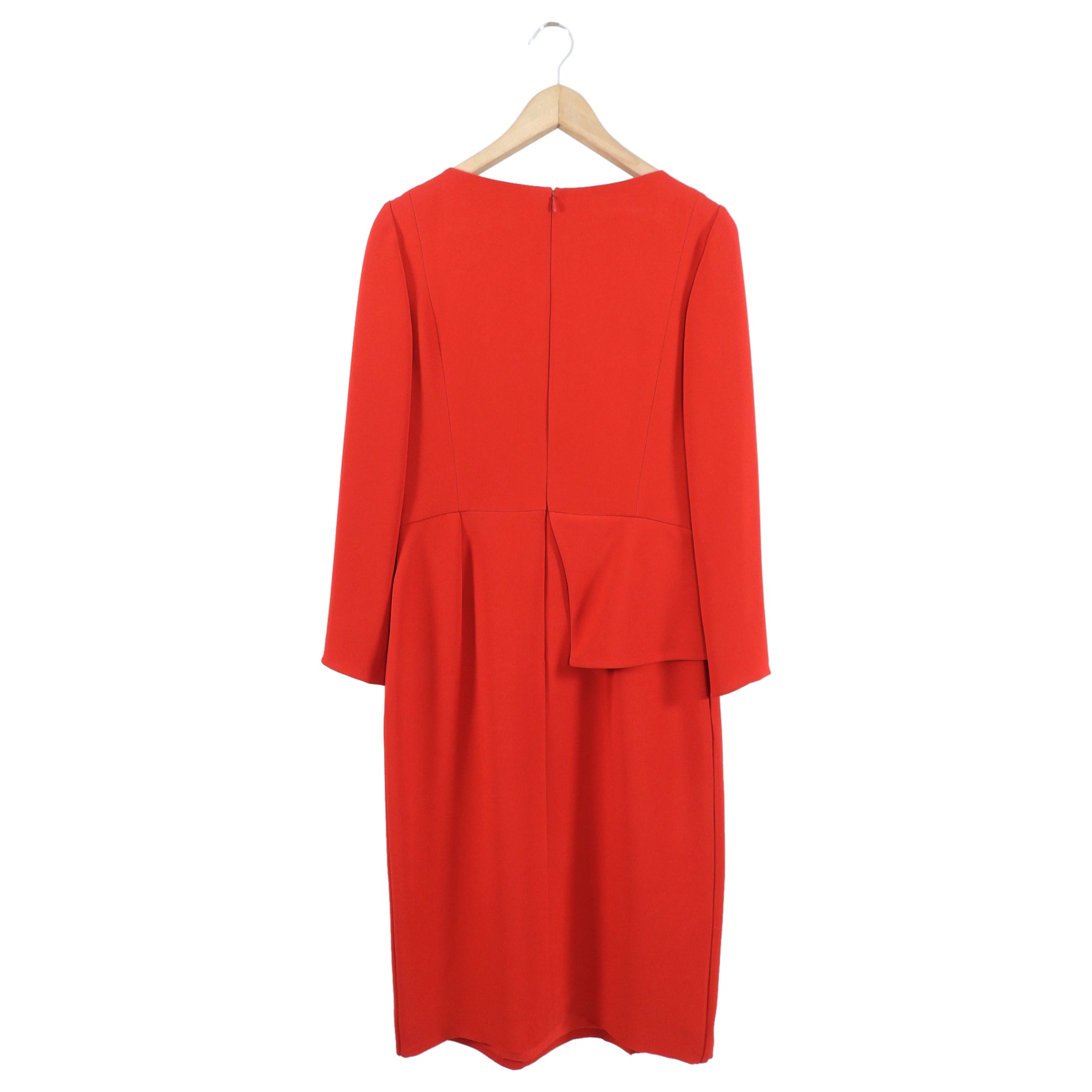 Christian Dior Red Silk Crepe Peplum Dress Size FR42 (US 10) - Elegant Evening Gown for Parties, Weddings & Special Occasions