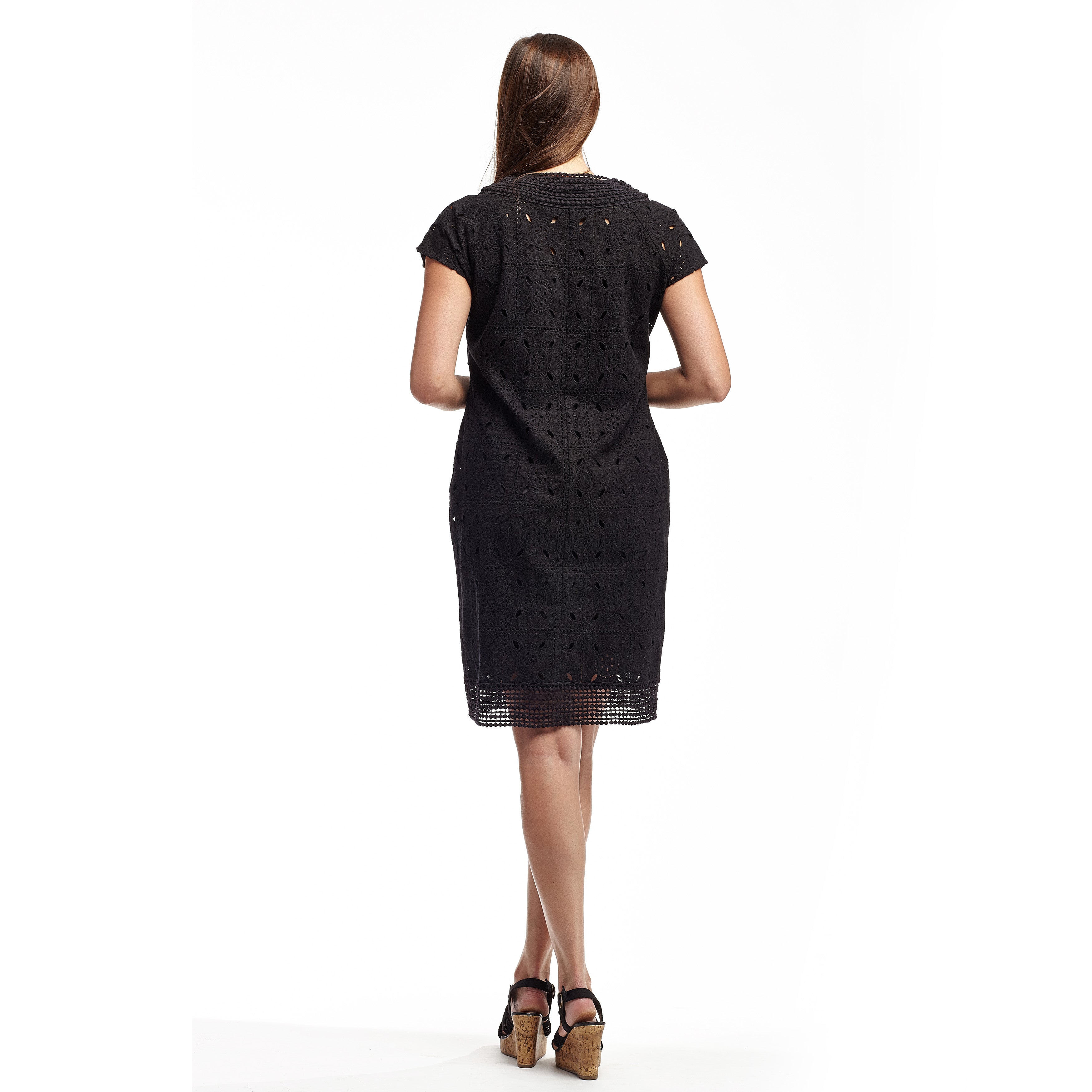 La Cera Medallion Lace Cap Sleeve Dress for Women - Elegant Floral Embroidery Formal Evening Gown - Perfect for Weddings, Parties & Special Occasions
