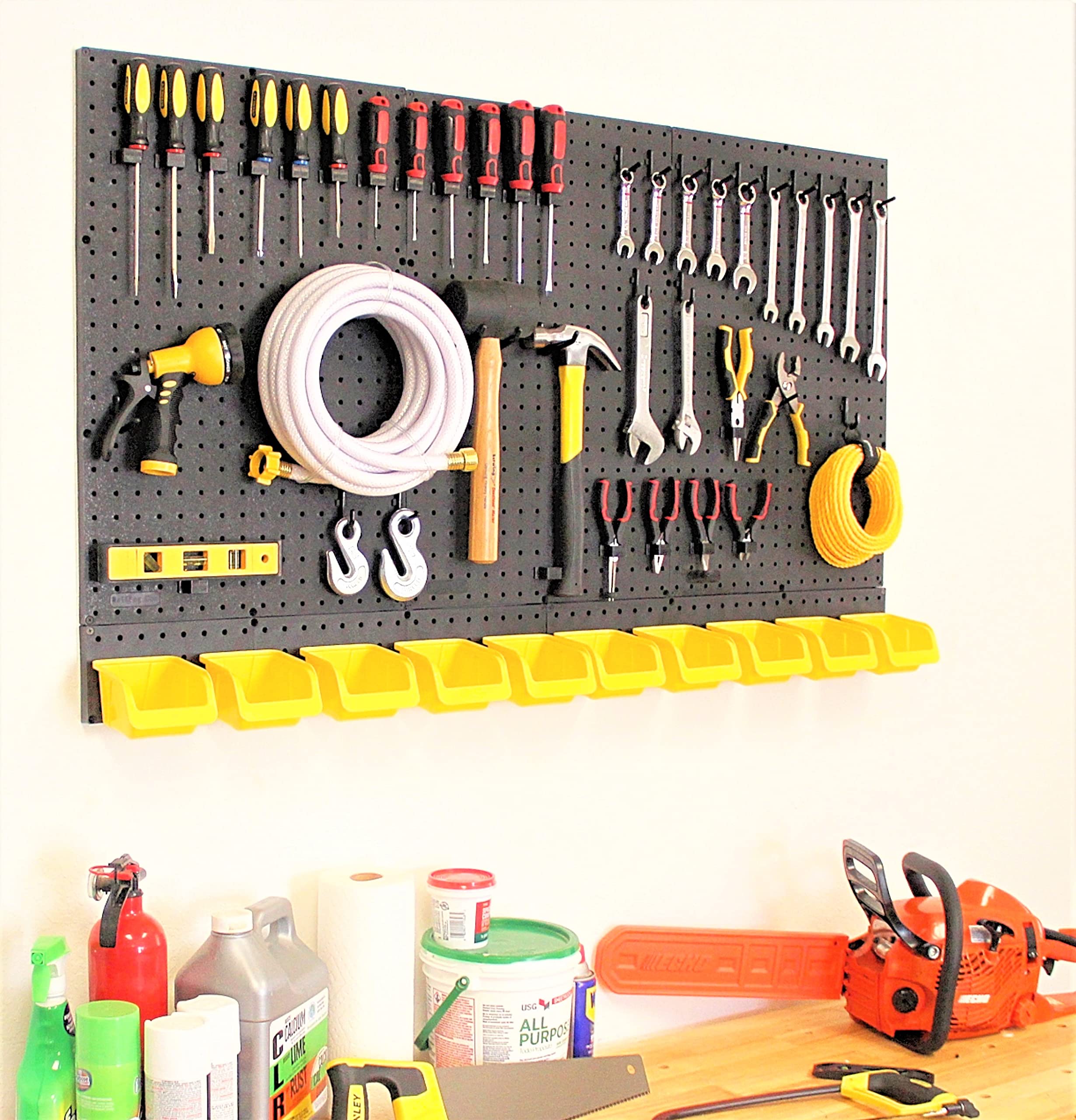 **96-inch WallPeg Pegboard Wall Organizer – Heavy-Duty Garage Tool Storage Panel with Hooks & Accessories | Wall-Mounted Utility Board for Tools, Bins & DIY Organization**    *(Perfect for Garage, Workshop, Shed & Home Storage – Maximize Space & Keep Tools Handy!)*