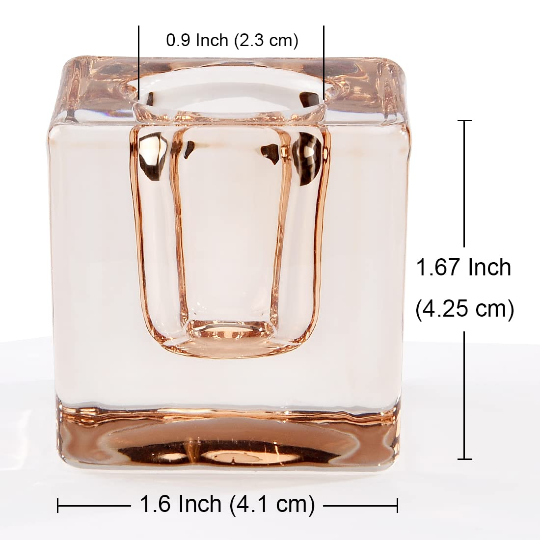 2PCS Amber Square Glass Taper Candle Holders - Elegant Table Centerpiece Decor for Wedding, Dining & Party | Crystal Candle Stick Holder Set for Romantic Ambiance & Home Decoration