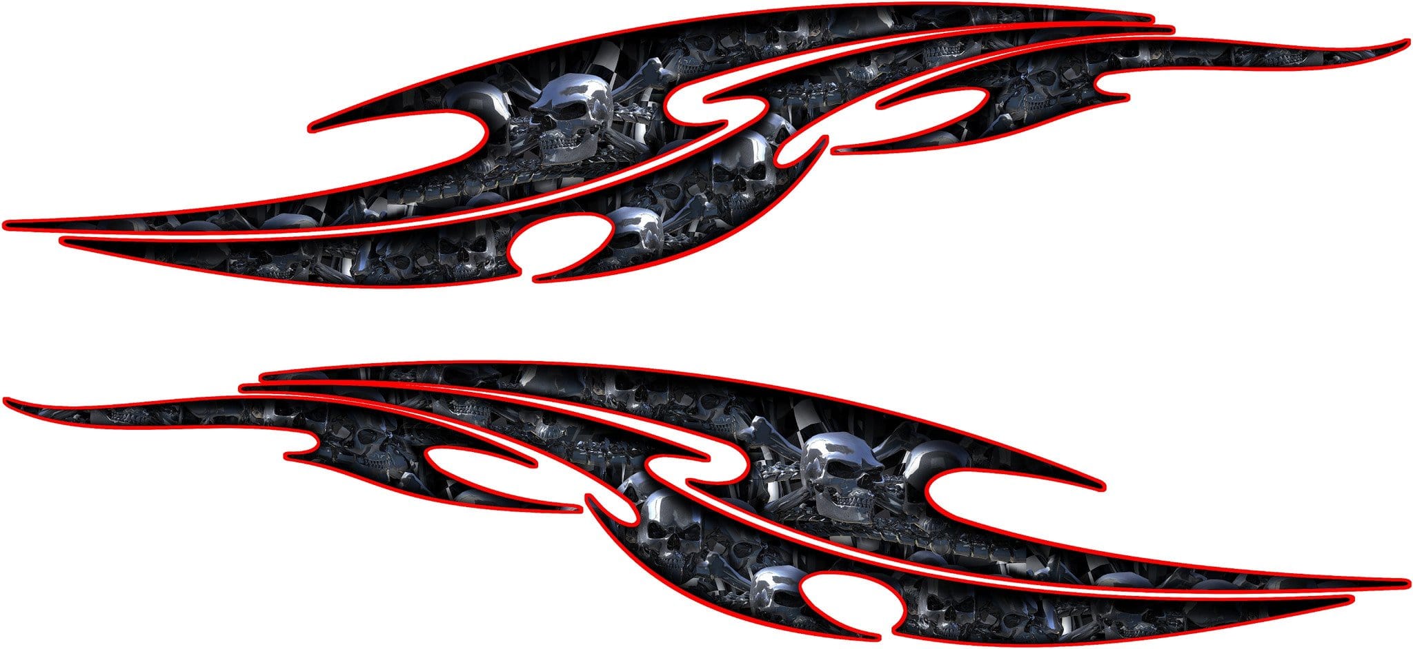 Tribal Chrome Skull Vinyl Decals for Boats - Waterproof & Durable Stickers for Marine, Yachts, and Watercraft - Perfect for Personalizing Your Vessel